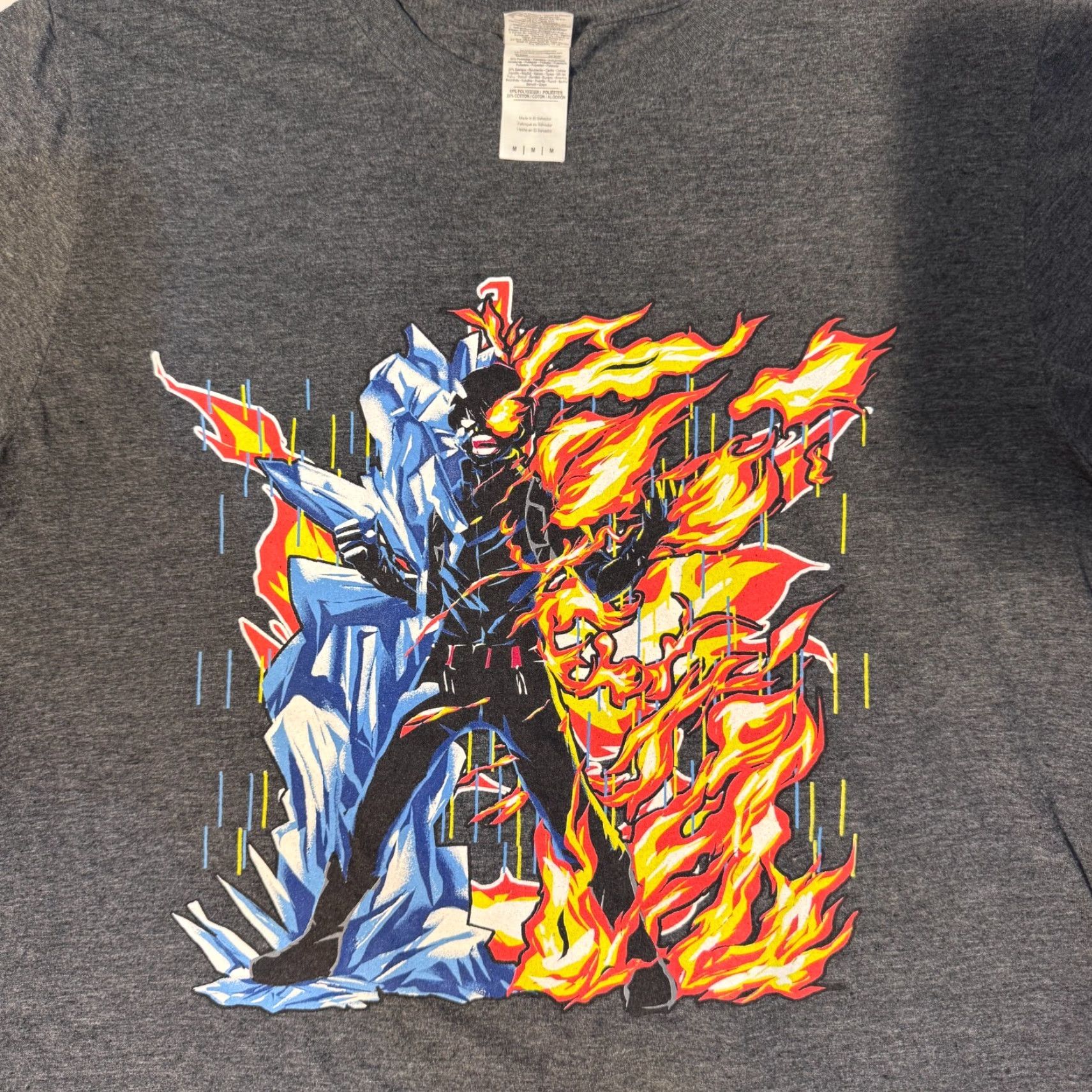 Gildan My Hero Academia Todoroki Fire And Ice T-shirt Adult M Gray Cotton Logo Anime shirts Mens T-Shirt 2020s Size US M / EU 48-50 / 2 - 2 Thumbnail