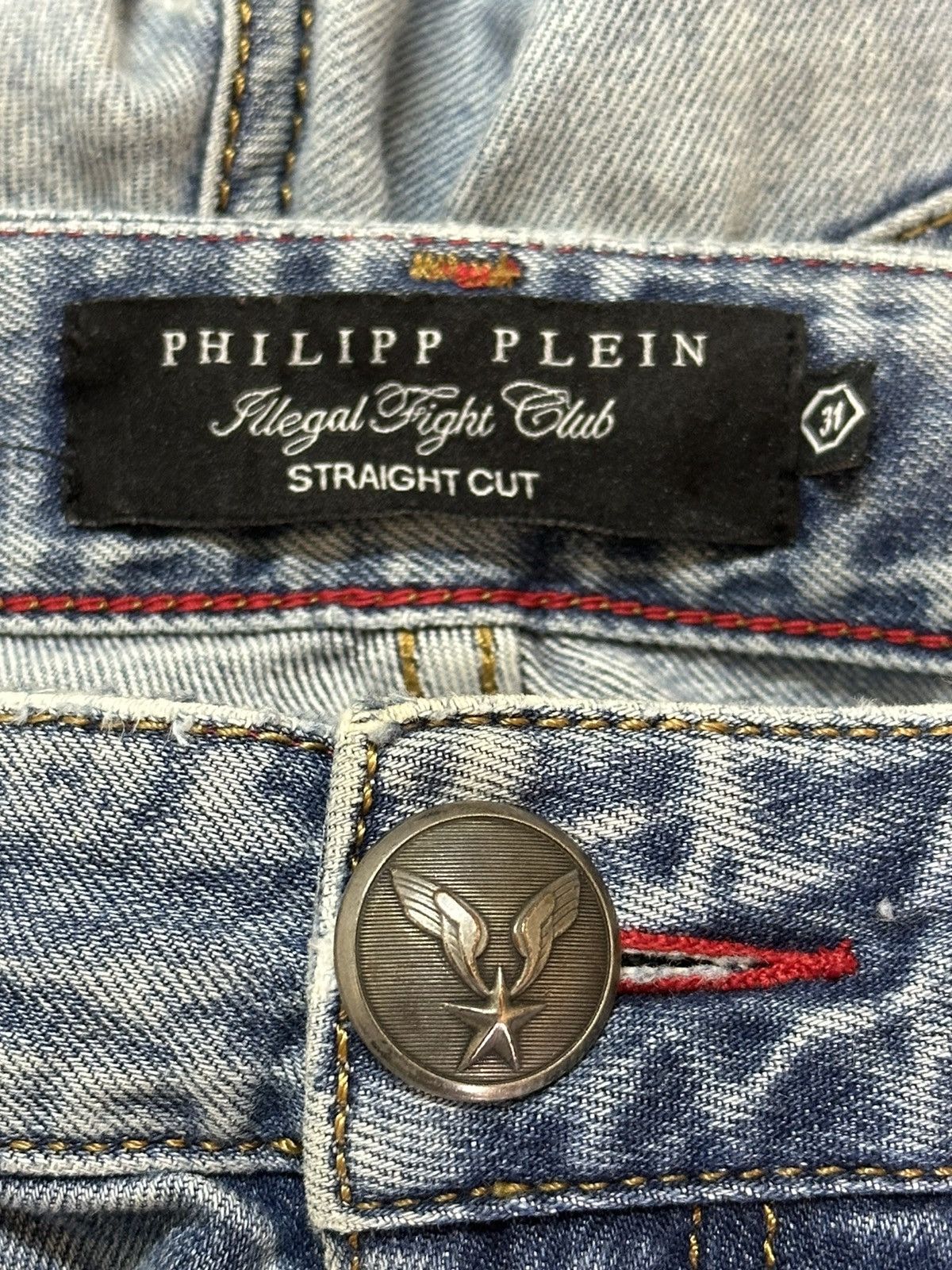 Philipp Plein Philipp Plein Blue Faded Wash Distress Style Jeans Size US 31 - 9 Thumbnail