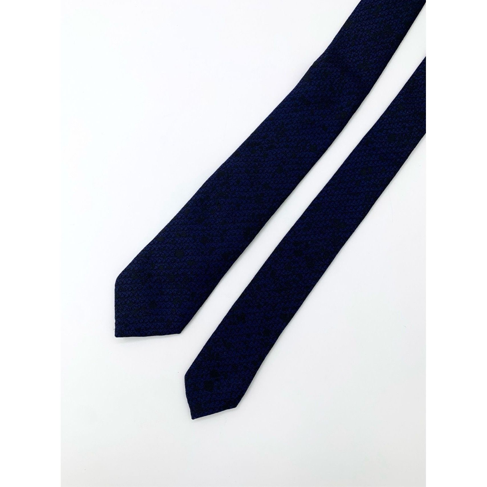 Dior Dior Navy Blue Patterned Silk Tie 153cm Size ONE SIZE - 4 Thumbnail