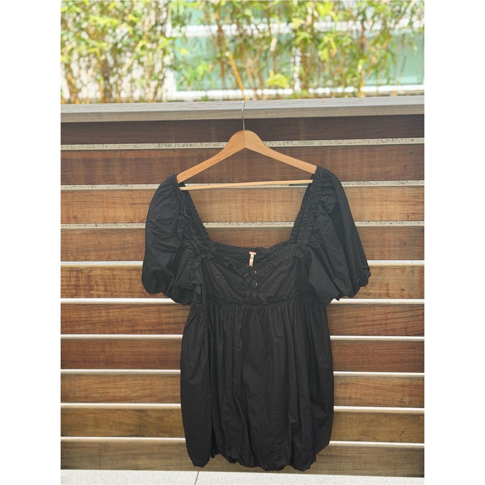 Free People Free People Black Puff Sleeve Babydoll Mini Dress Size S Size S / US 4 / IT 40 - 2 Thumbnail