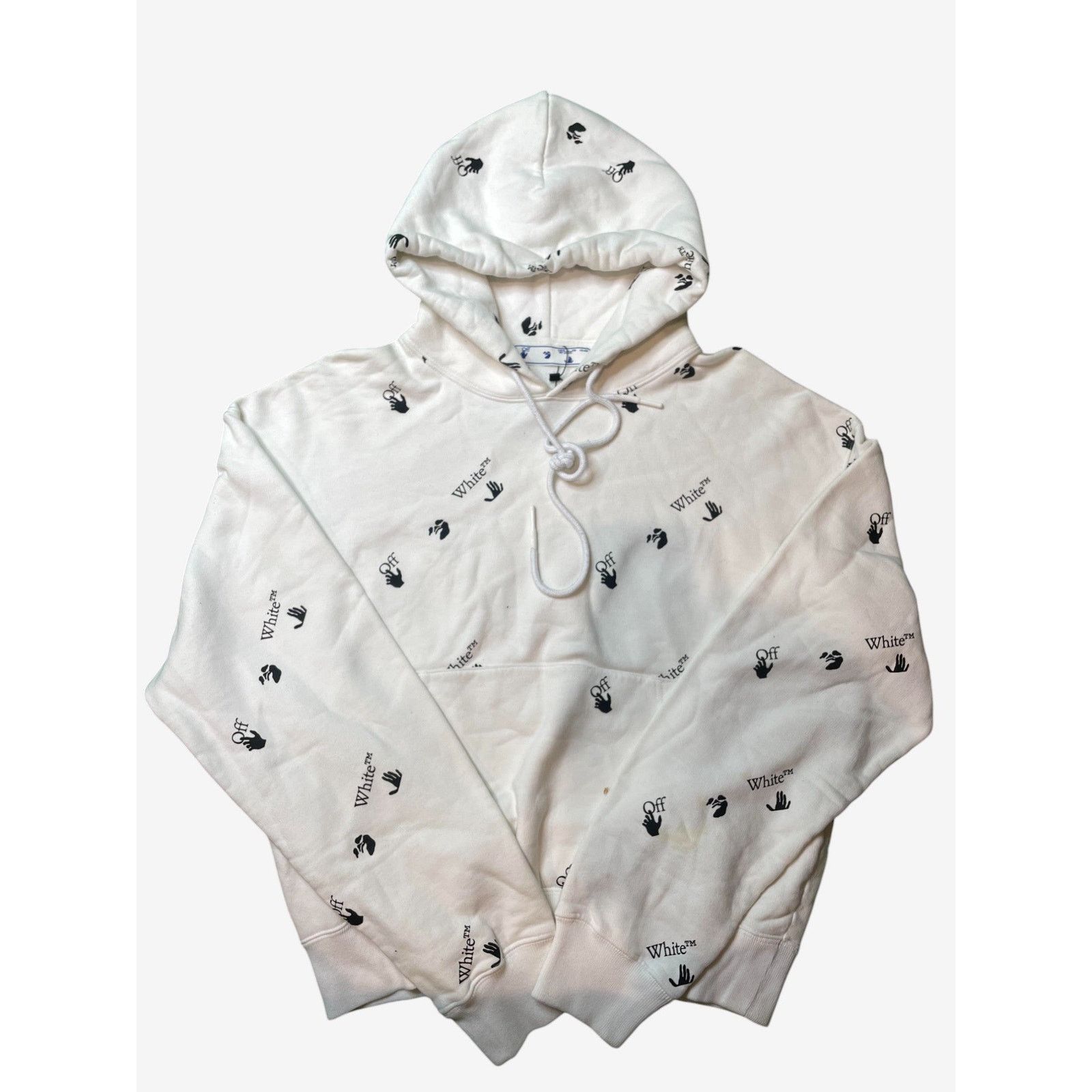 Off-White Off White All Over Logo White Hoodie Size S / US 4 / IT 40 - 1 Thumbnail