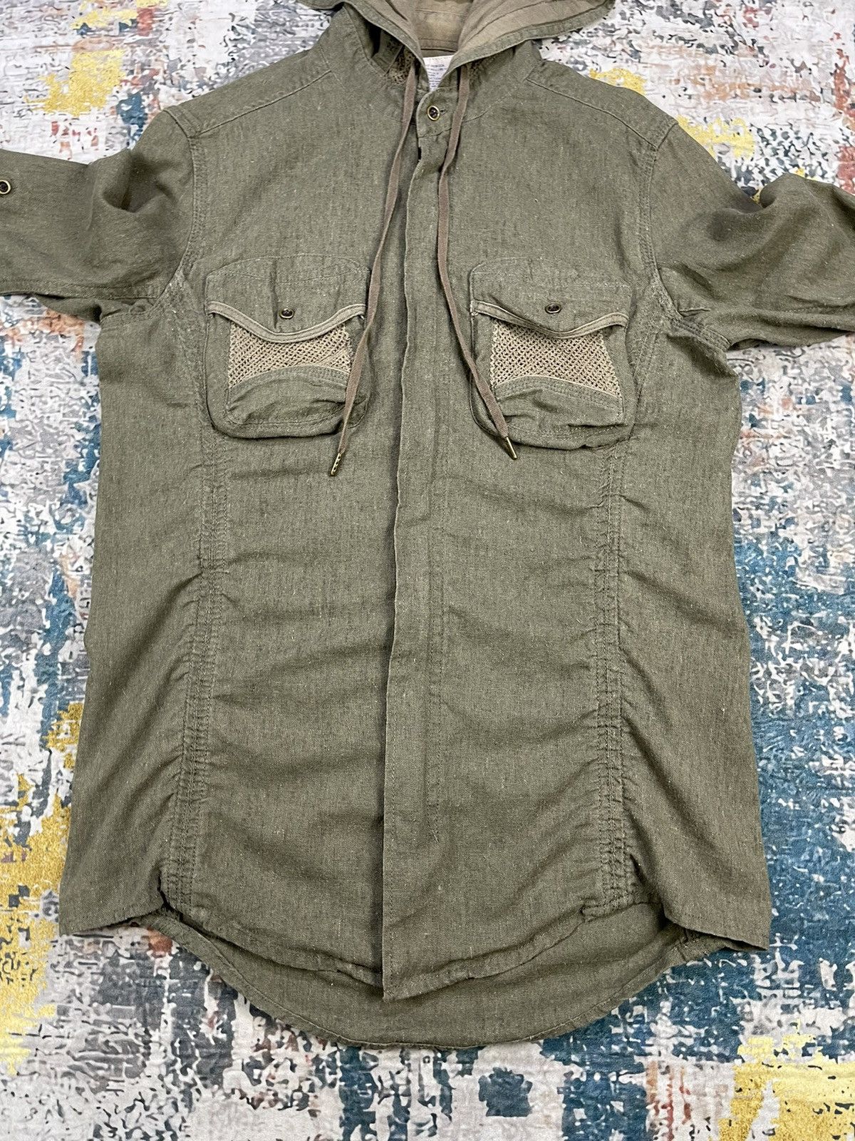 Le Grande Bleu (L.G.B.) G.O.A Military Cargo Pocket Hooded Overshirt Jacket Size US S / EU 44-46 / 1 - 2 Thumbnail