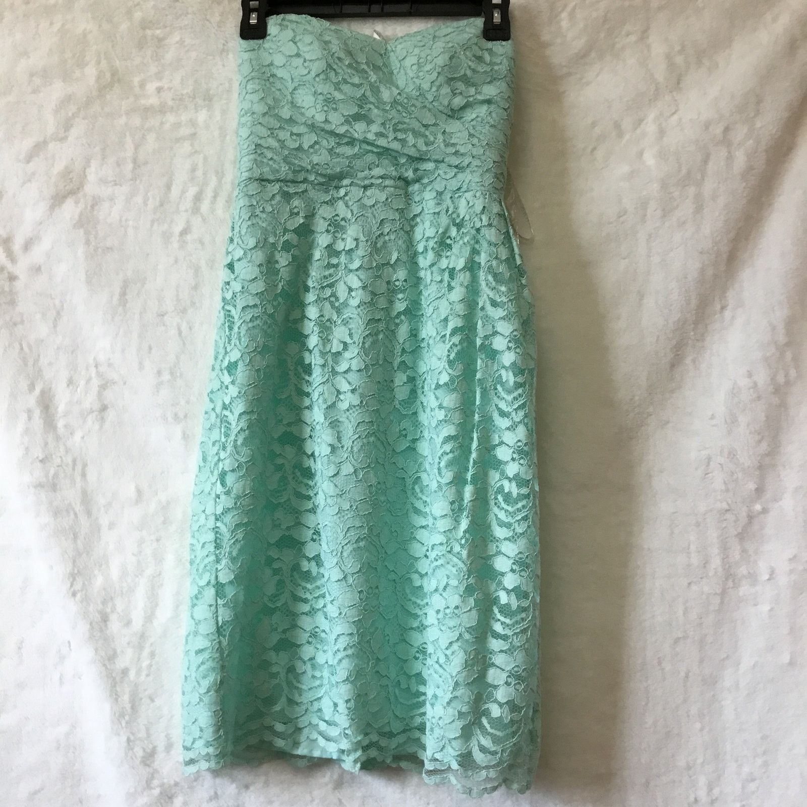 Other David’s Bridal Teal Short Strapless Lace Dress Size XS / US 0-2 / IT 36-38 - 1 Thumbnail