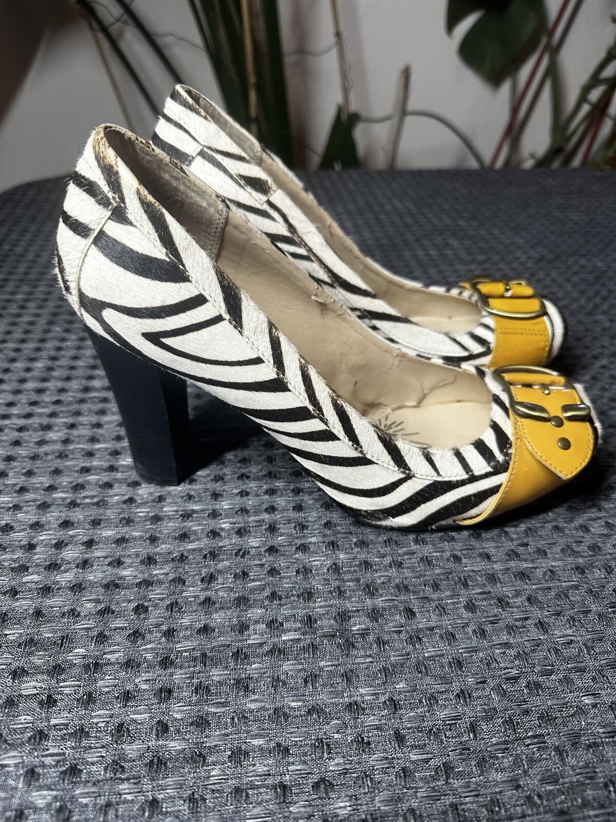 Other Naughty Monkey Y2K Zebra Pumps with Yellow Buckle Accent Size US 9.5 / IT 39.5 - 2 Thumbnail