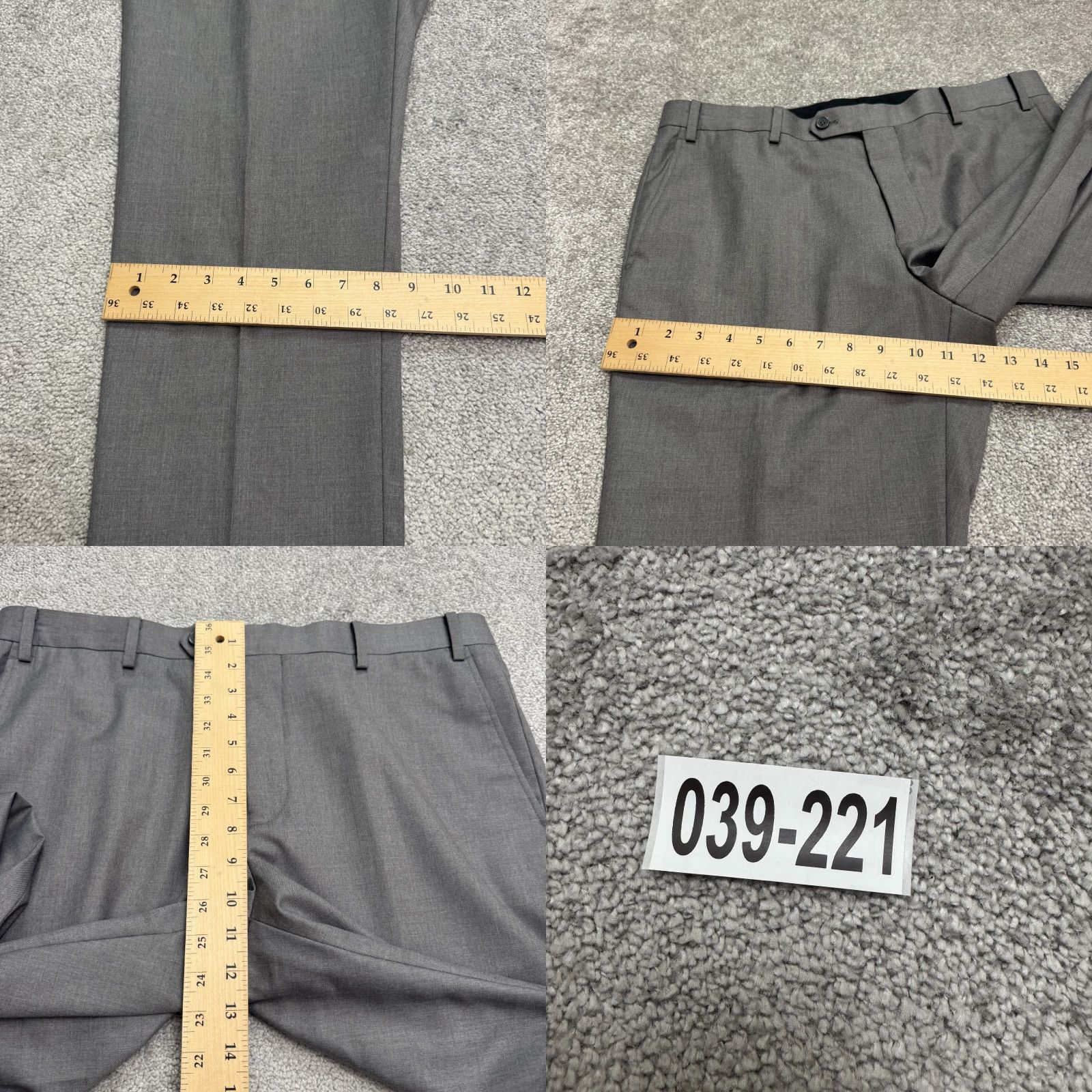 Vintage Suitshop Slim Fit Pants Mens 35R Gray Flat Front Straight Leg Trouser Dress Pants Slim Fit Men’s Gray Pant Size 34R - 9 Thumbnail