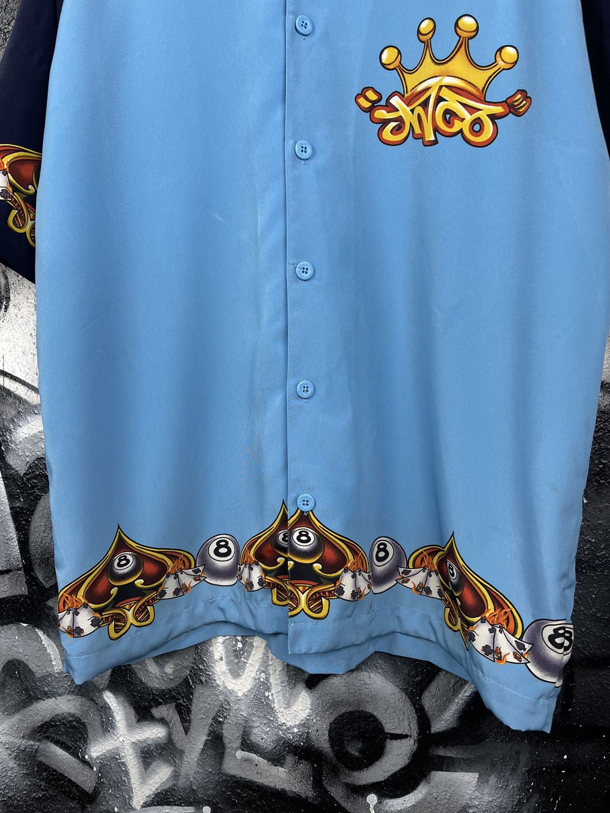JNCO JNCO Vintage Y2K 8 Ball Logo Blue Polyester Short Sleeve Shirt Men’s Size XL Size US XL / EU 56 / 4 - 6 Thumbnail