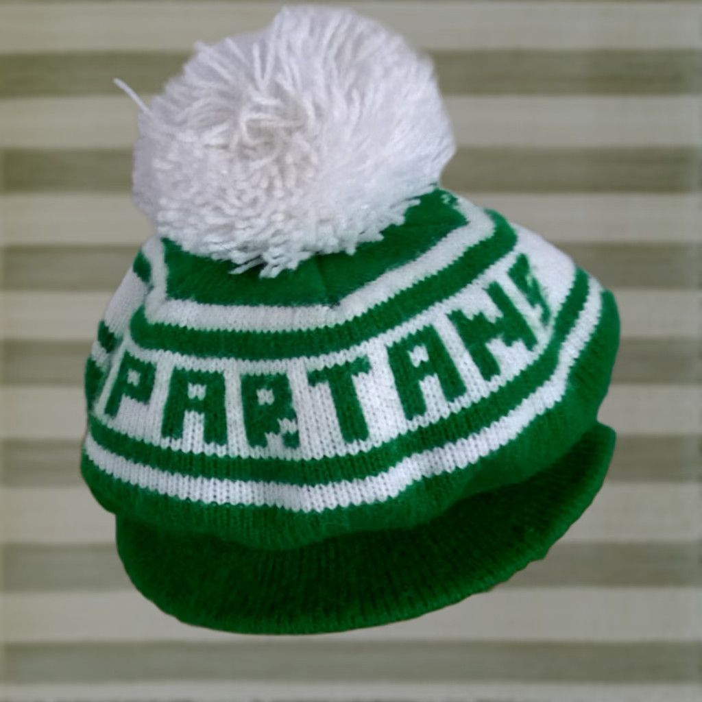 Vintage Spartans Golf Hat Cotton Med-LG Green White Tartan Michigan State Spartans Cotton Cold Weather Golf Hat Med-LG Mens Adjustable Cap Size ONE SIZE - 1 Thumbnail