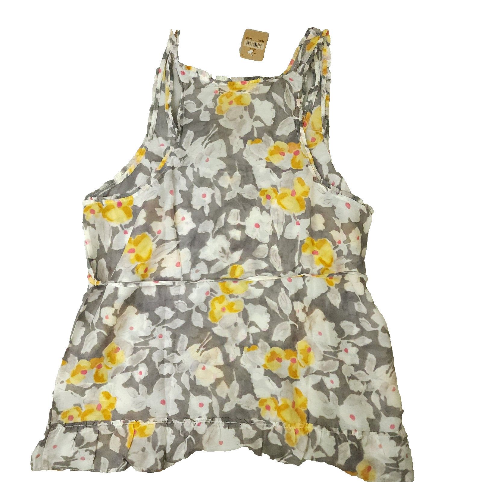 Hollister Hollister Bettys Floral Sheer Tank Top Large Yellow White Size L / US 10 / IT 46 - 2 Thumbnail