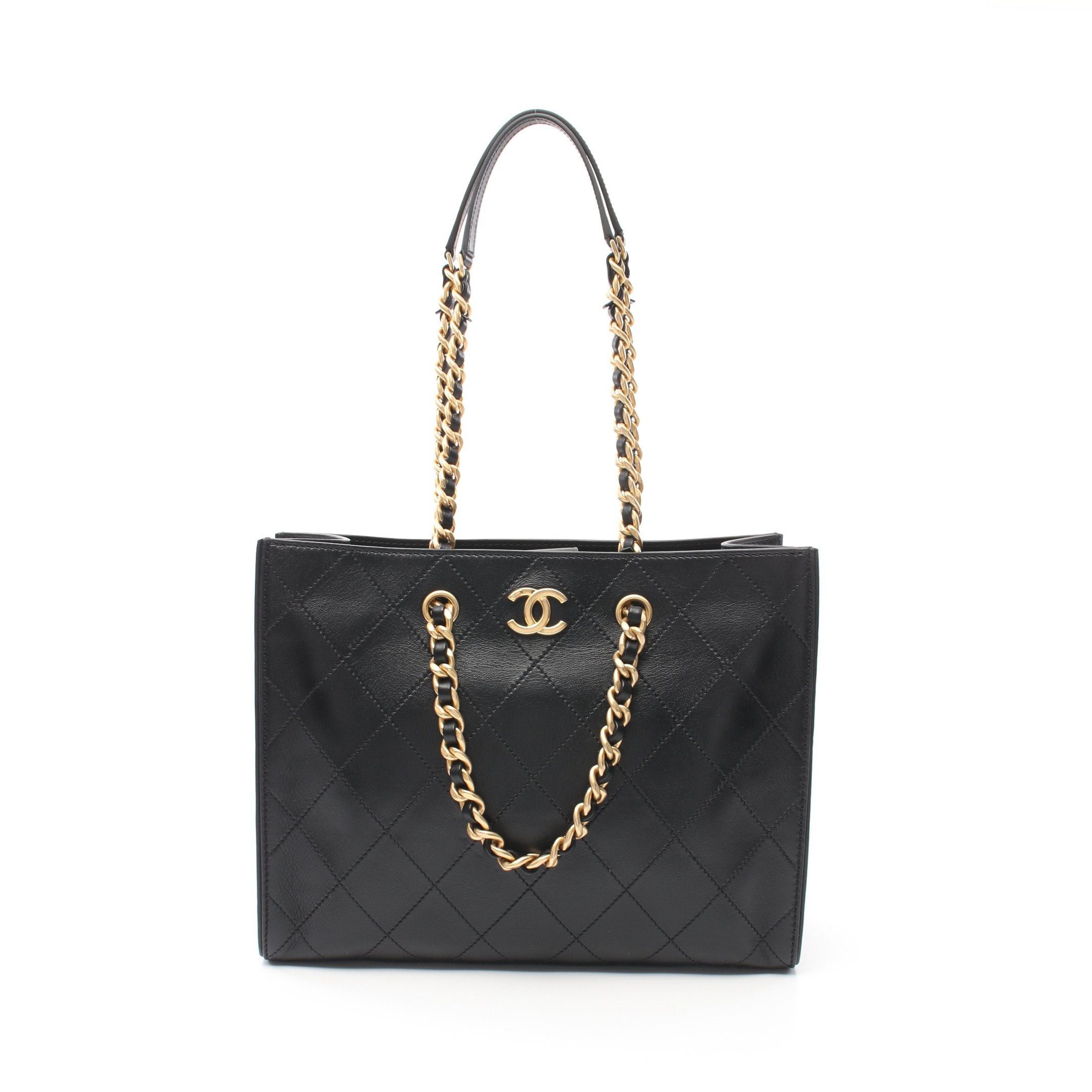 Chanel Chanel Matelasse Chain Shoulder Bag Tote Lambskin Black Gold Hardware Size ONE SIZE - 1 Thumbnail