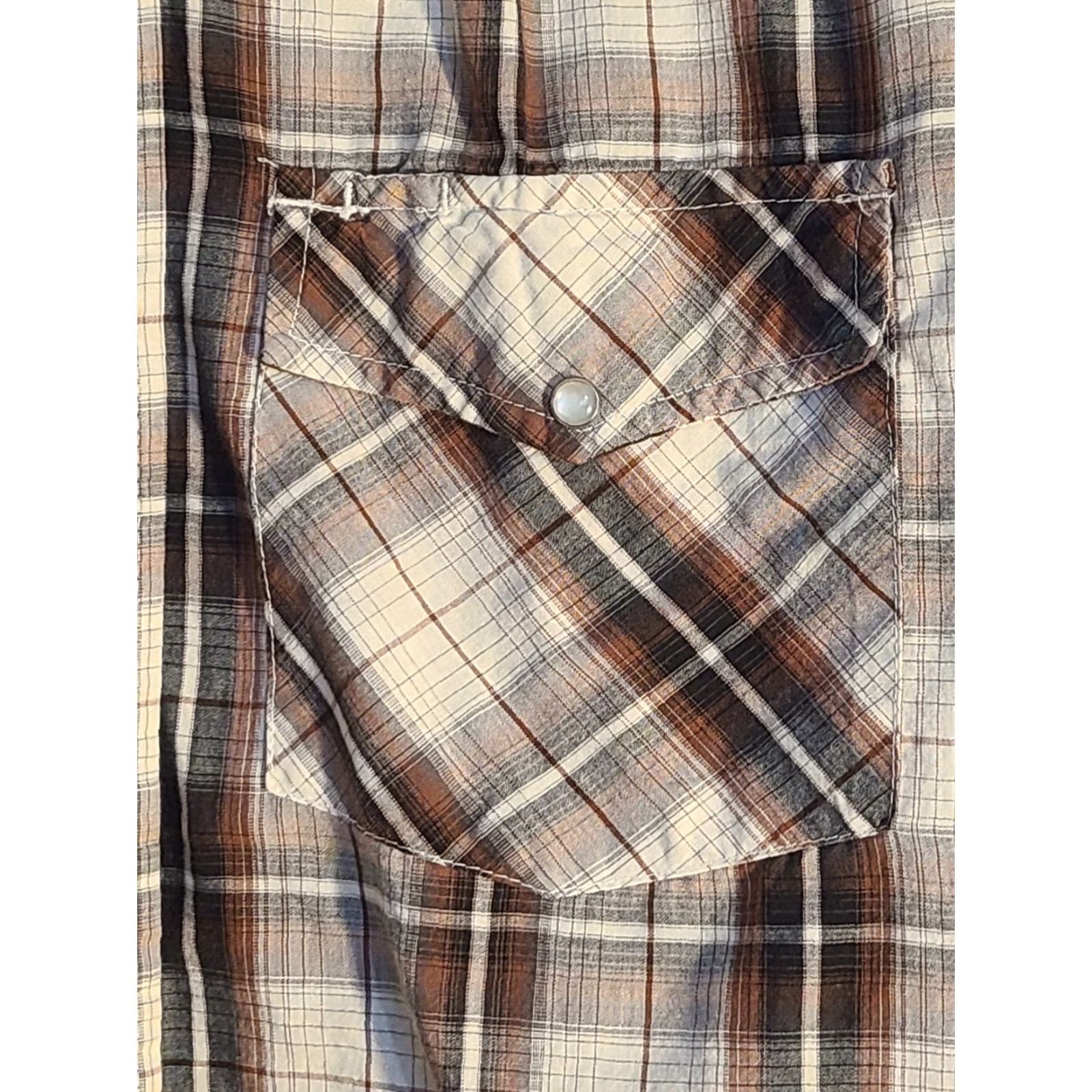Vintage Canyon Guide Outfitters Mens Short Sleeve Button Up Western Pearl Snap Medium Shirt Regular Size US 31 - 5 Thumbnail