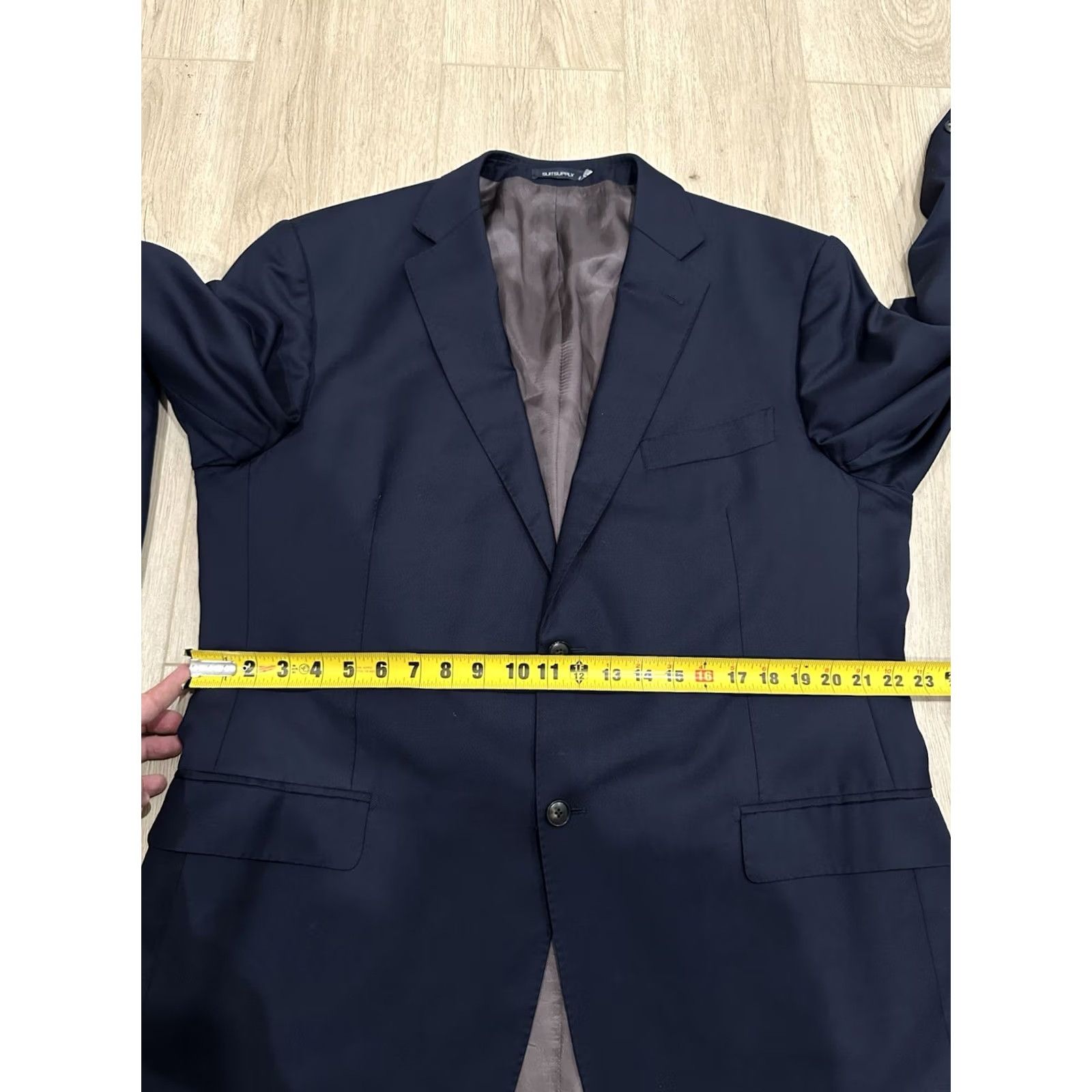 Apolis VINTAGE Napoli Blazer Men 50 Navy Blue Solid Notch 2-Button 4-Button Sleeve Wool Blazer Size 50R - 7 Thumbnail