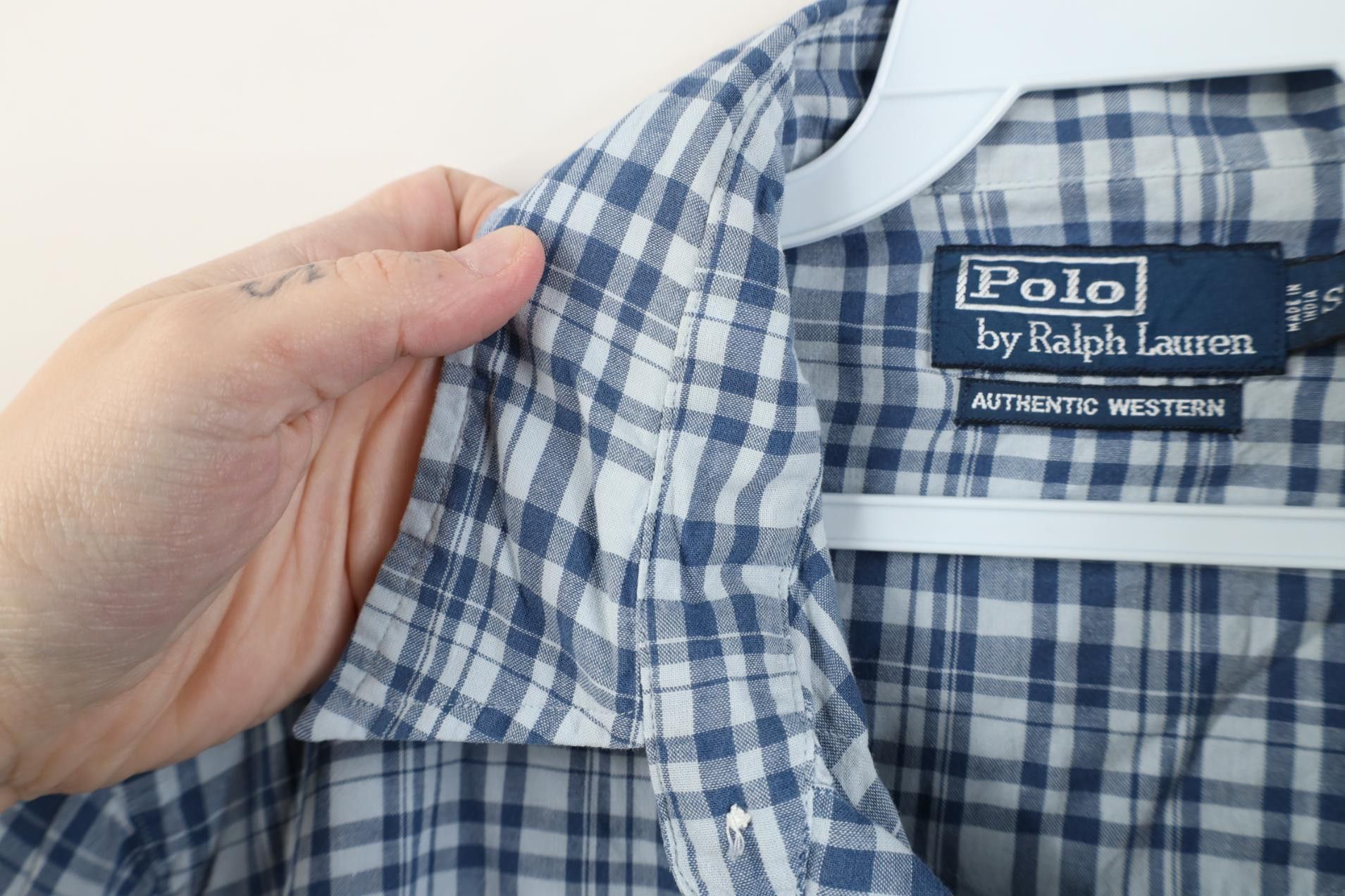 Polo Ralph Lauren Vintage 90s Ralph Lauren Pearl Snap Button Shirt Blue Plaid Size US S / EU 44-46 / 1 - 9 Thumbnail