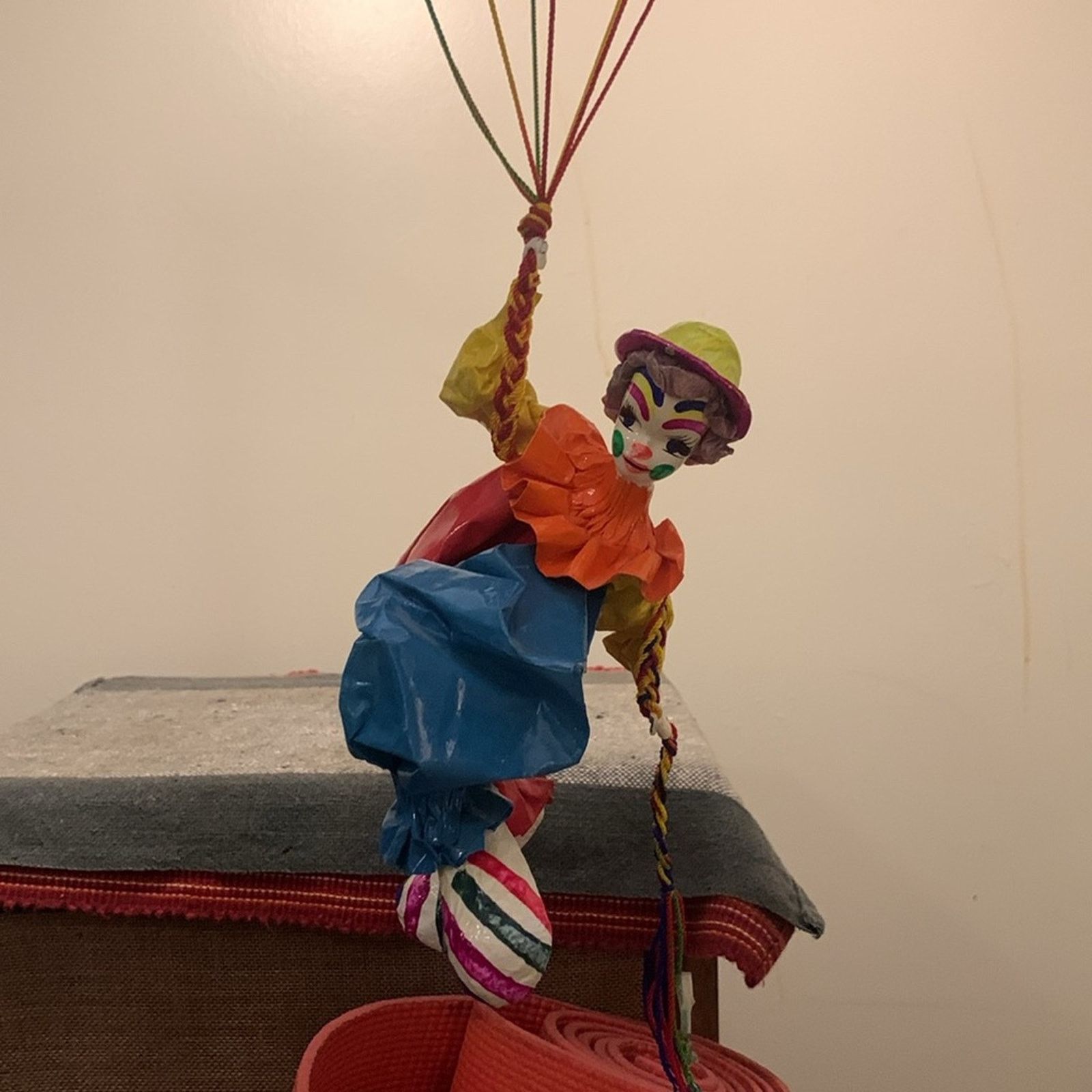 Vintage 70’s midcentury handmade papier maché clown and parachute Size ONE SIZE - 3 Thumbnail