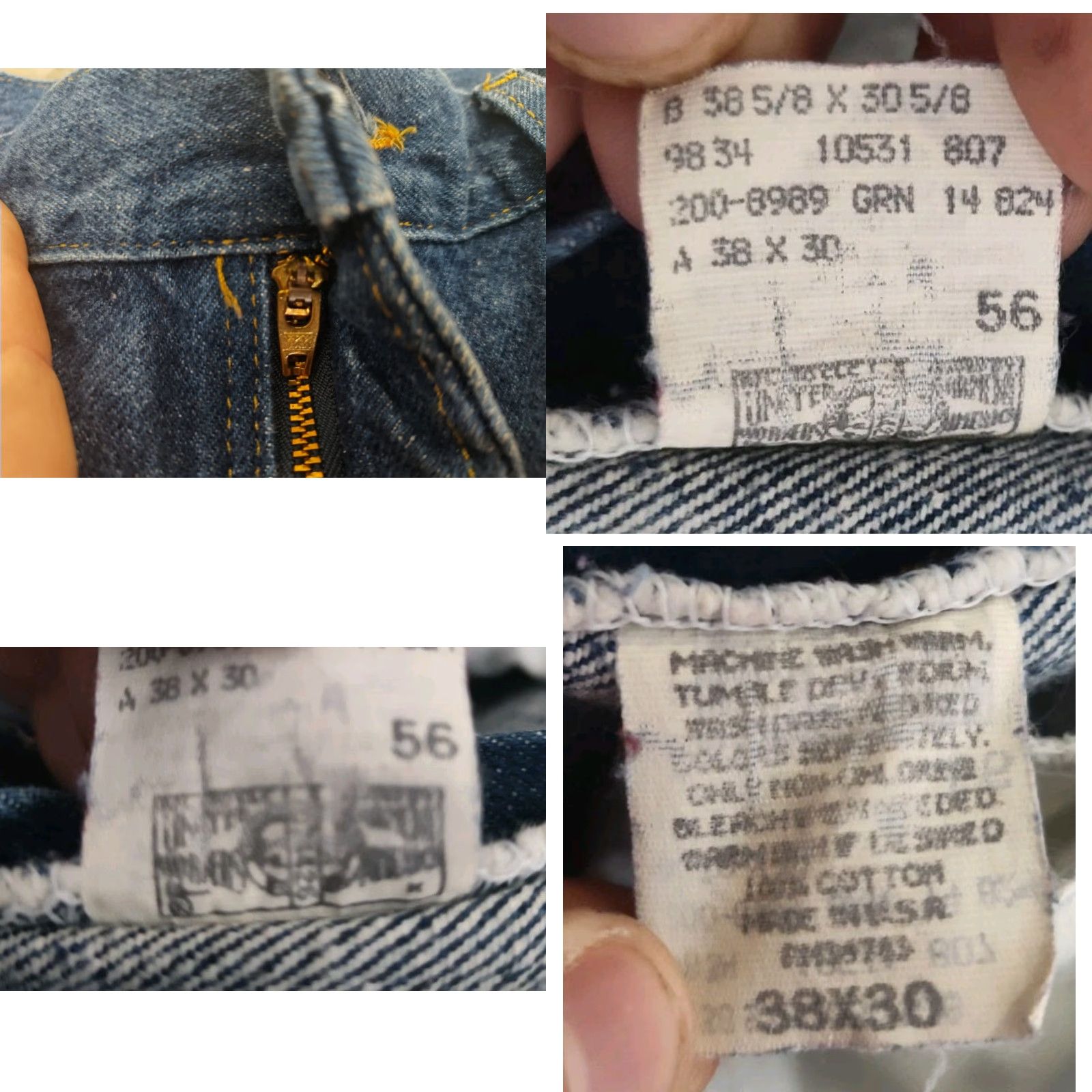 Lee VINTAGE Lee Jeans Men 38x30 Straight Fit Dark Wash 80s 90s USA Made Workwear Size US 38 / EU 54 - 8 Thumbnail