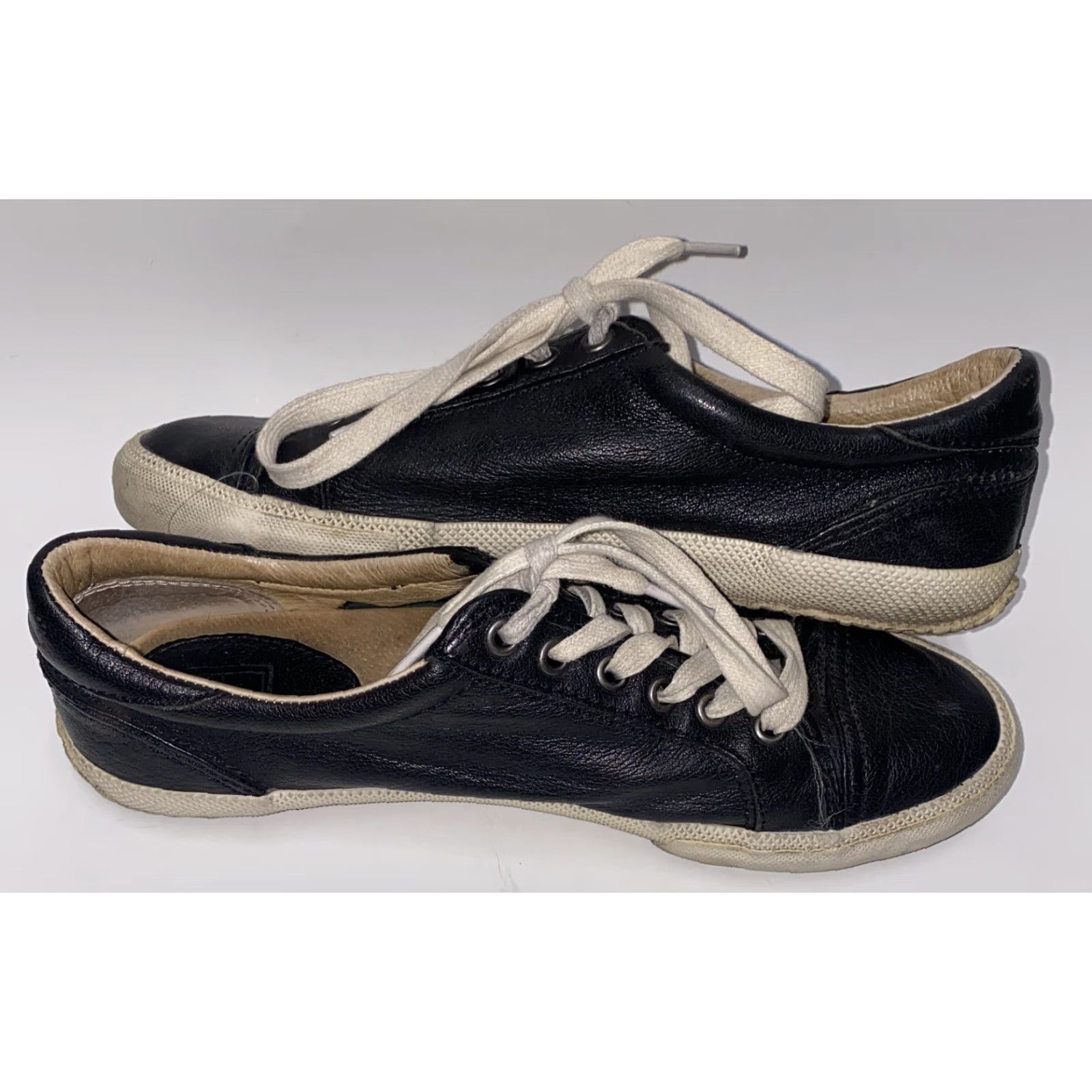 Frye Frye KIRA Leather Low Top Sneakers Lace Up Black Women 9.5M Shoe Size M Size L / US 10 / IT 46 - 4 Thumbnail