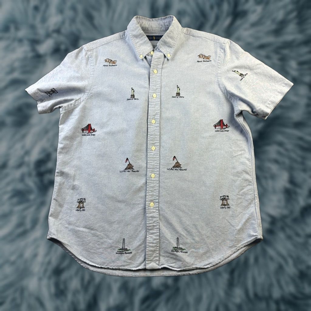 Polo Ralph Lauren Polo Ralph Lauren Shirt Mens Large Blue All Over Print Oxford USA Monuments Size US L / EU 52-54 / 3 - 1 Thumbnail