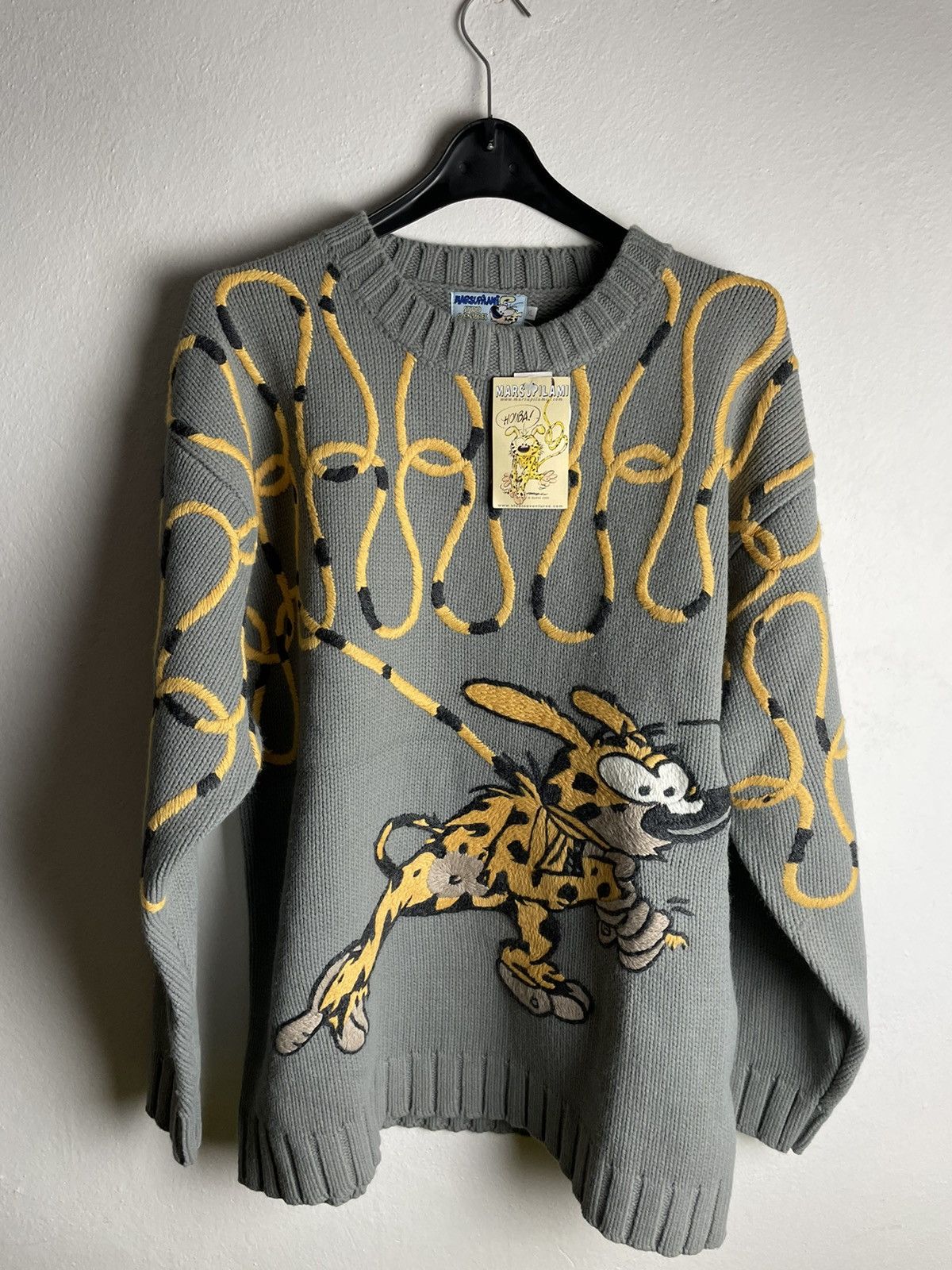 image of Cartoon Network x Comics Vintage 00’Marsupilami Studio Aventures Embroidered Sweater in Grey (Size 