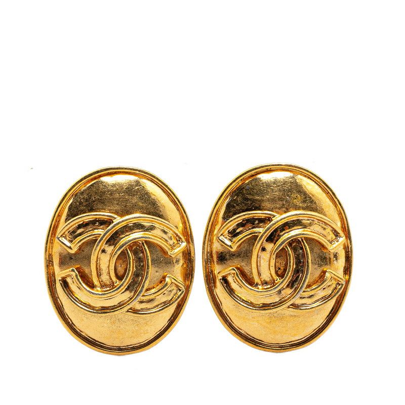 Chanel Chanel Chanel Vintage Coco Mark Round Earrings Gold Metal Earrings Size ONE SIZE - 1 Thumbnail