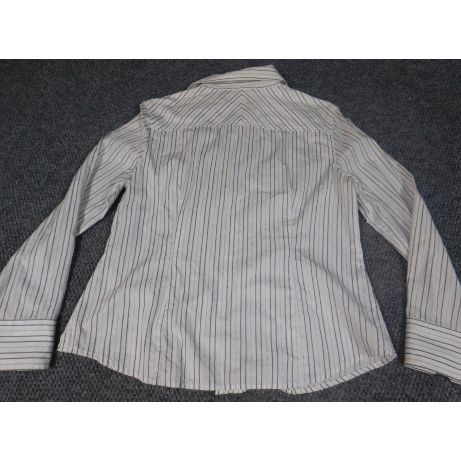 Ann Taylor Ann Taylor Shirt Womens 14 White Striped Button-Up Top Casual Long Sleeve Collared Polyester Down Button 14 White Regular Stretch Classic Size XL / US 12-14 / IT 48-50 - 7 Thumbnail