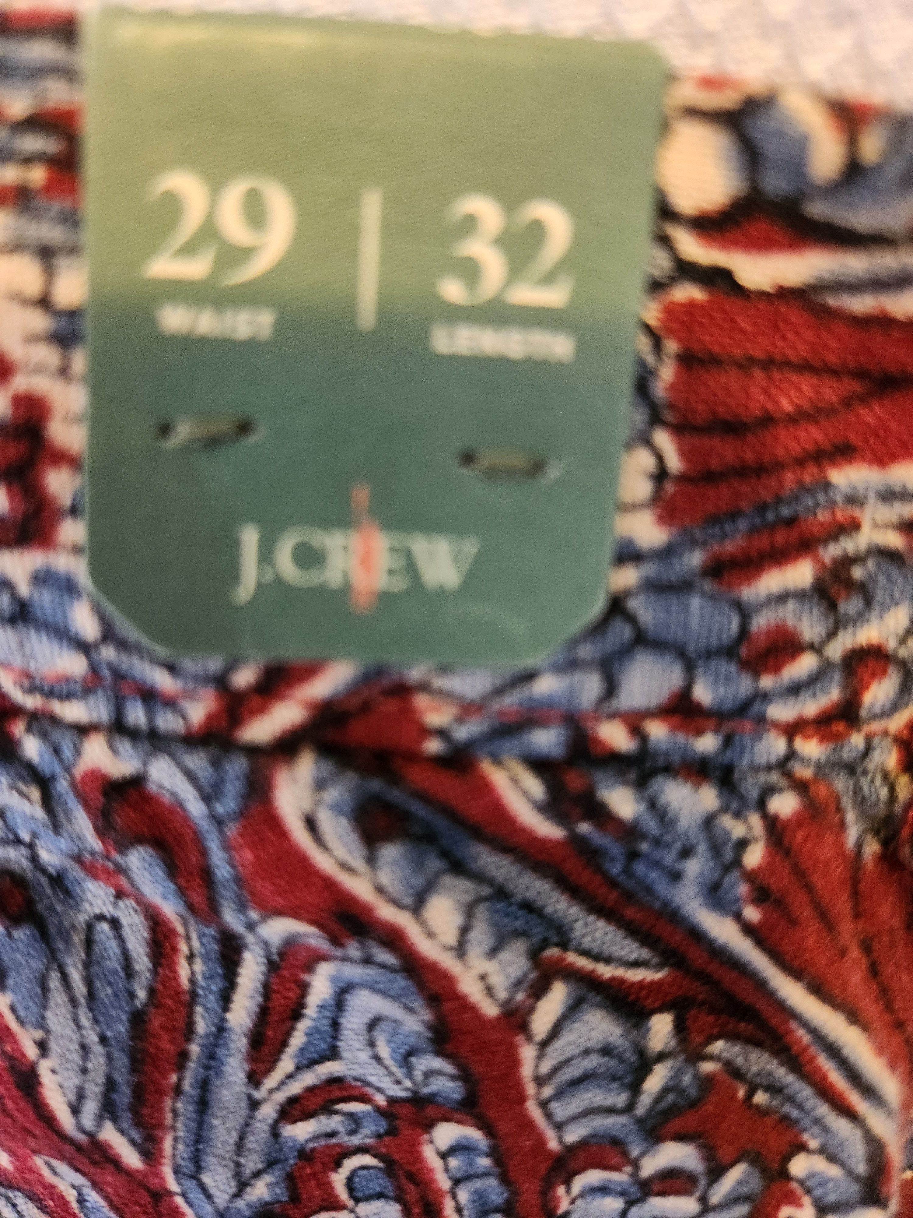 J.Crew NWT 100% Linen Wave Batik Burgundy blu Men's Trousers Size US 29 - 3 Thumbnail