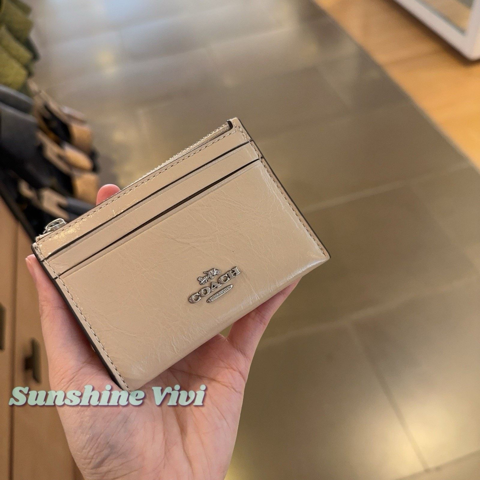 Coach NWT Coach Mini Skinny Id Case leather CEC47 Silver IVORY Size ONE SIZE - 1 Thumbnail