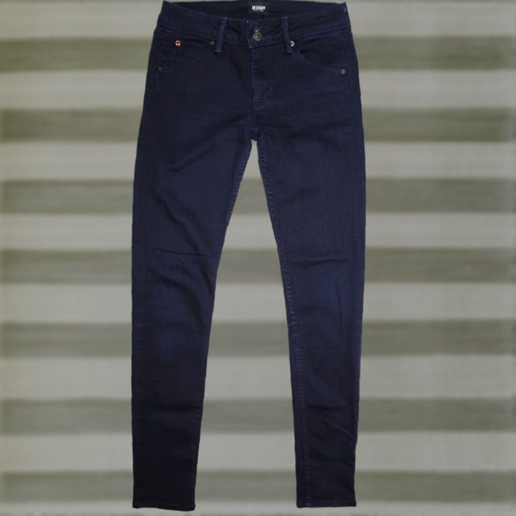 Hudson Jeans Women's 27X31 Collin Mid Rise Skinny Flap Pockets Made In Usa Dark Jeans Women Blue 5-Pocket Usa
