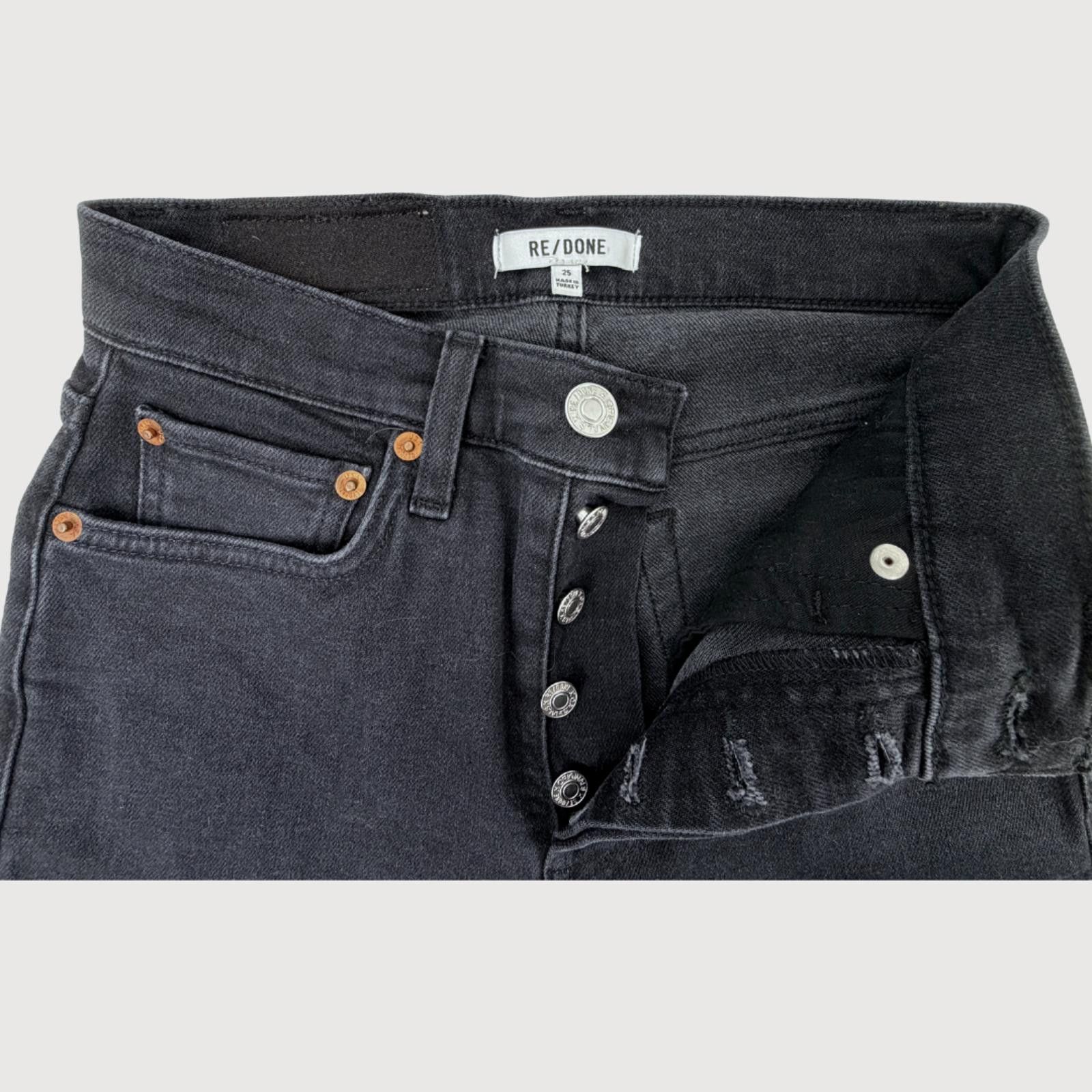 RE/DONE RE/DONE High Rise Stove Pipe Jeans in Faded Black, Size 25 Size 25" / US 0 / IT 36 - 3 Thumbnail