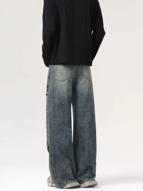 Japanese Brand Washed distressed vintage high street wide-leg jeans Size US 32 / EU 48 - 4 Thumbnail