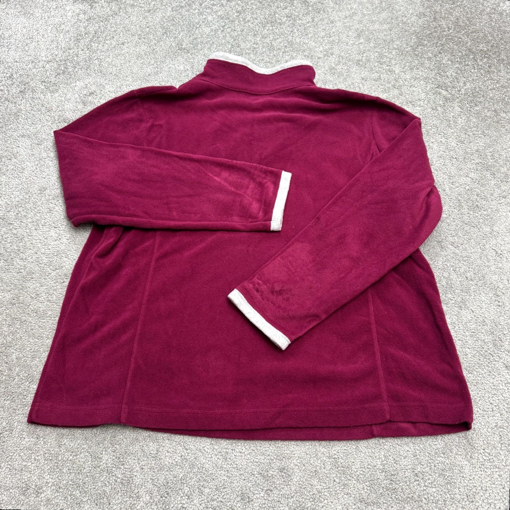 Vintage SJB Active Fleece 1/4 Zip Pullover Sweatshirt Jacket Womens XL Burgundy White Size XL / US 12-14 / IT 48-50 - 2 Thumbnail