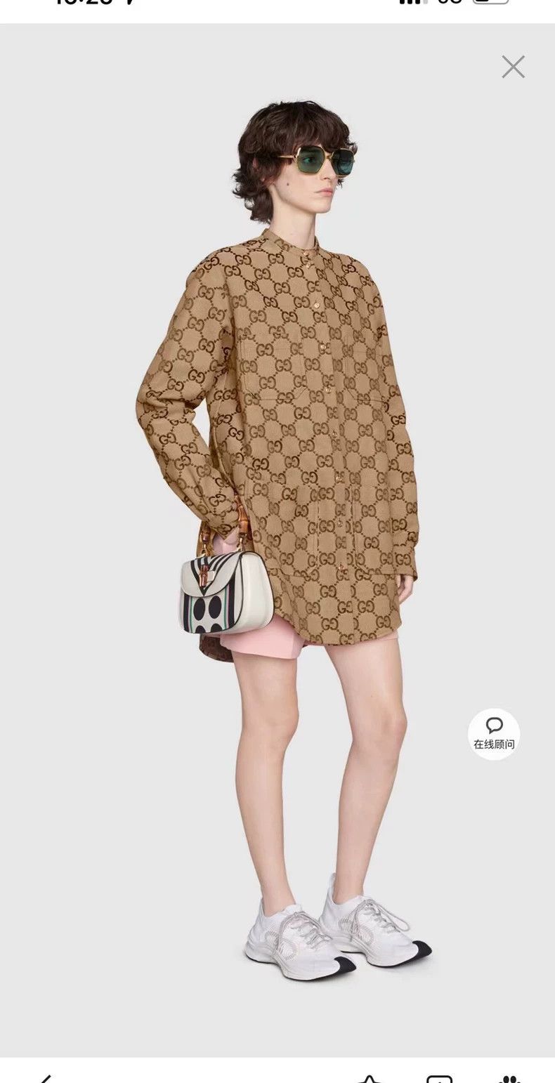 Gucci Gucci Size 38 Full logo canvas shirt jacket 2501-Nextarrow Size US XXS / EU 40 - 9 Thumbnail