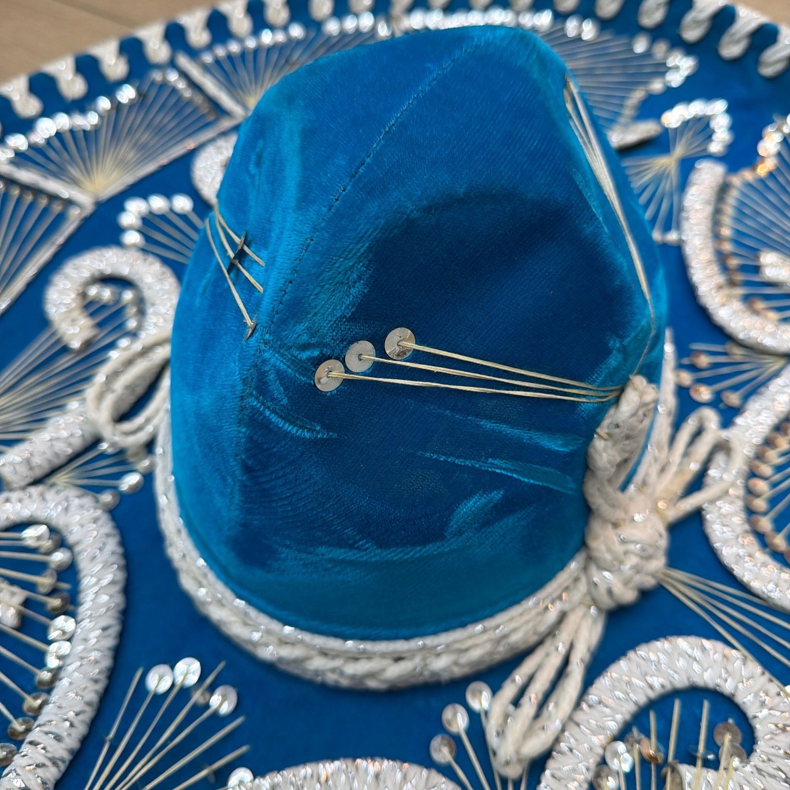 Pigalle Pigalle XXXXX Blue Sequin Sombrero Hat 23 in Diameter Size US M / EU 48-50 / 2 - 2 Thumbnail