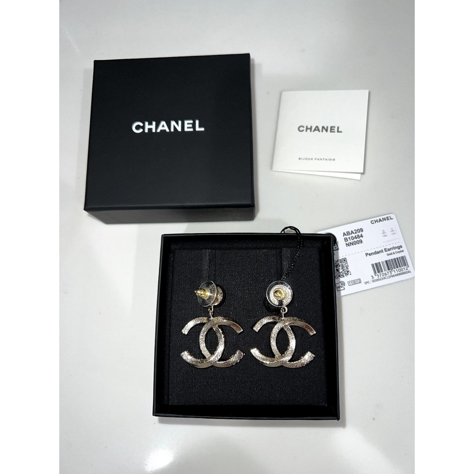 Chanel Chanel Gold Crystal Statement Stud Pendant Drop Earrings Size ONE SIZE - 12 Thumbnail