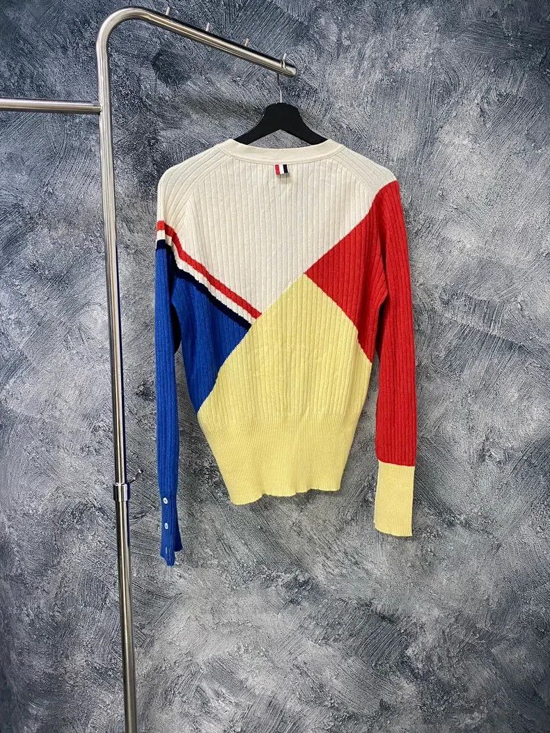 Thom Browne Thom Browne Colorblock Stripe Cashmere Cardigan Size US L / EU 52-54 / 3 - 2 Thumbnail