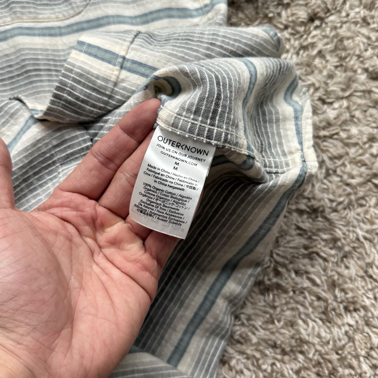 Outerknown Outerknown S.E.A. Shirt Button Up Striped Blue White Cotton Size US M / EU 48-50 / 2 - 4 Thumbnail