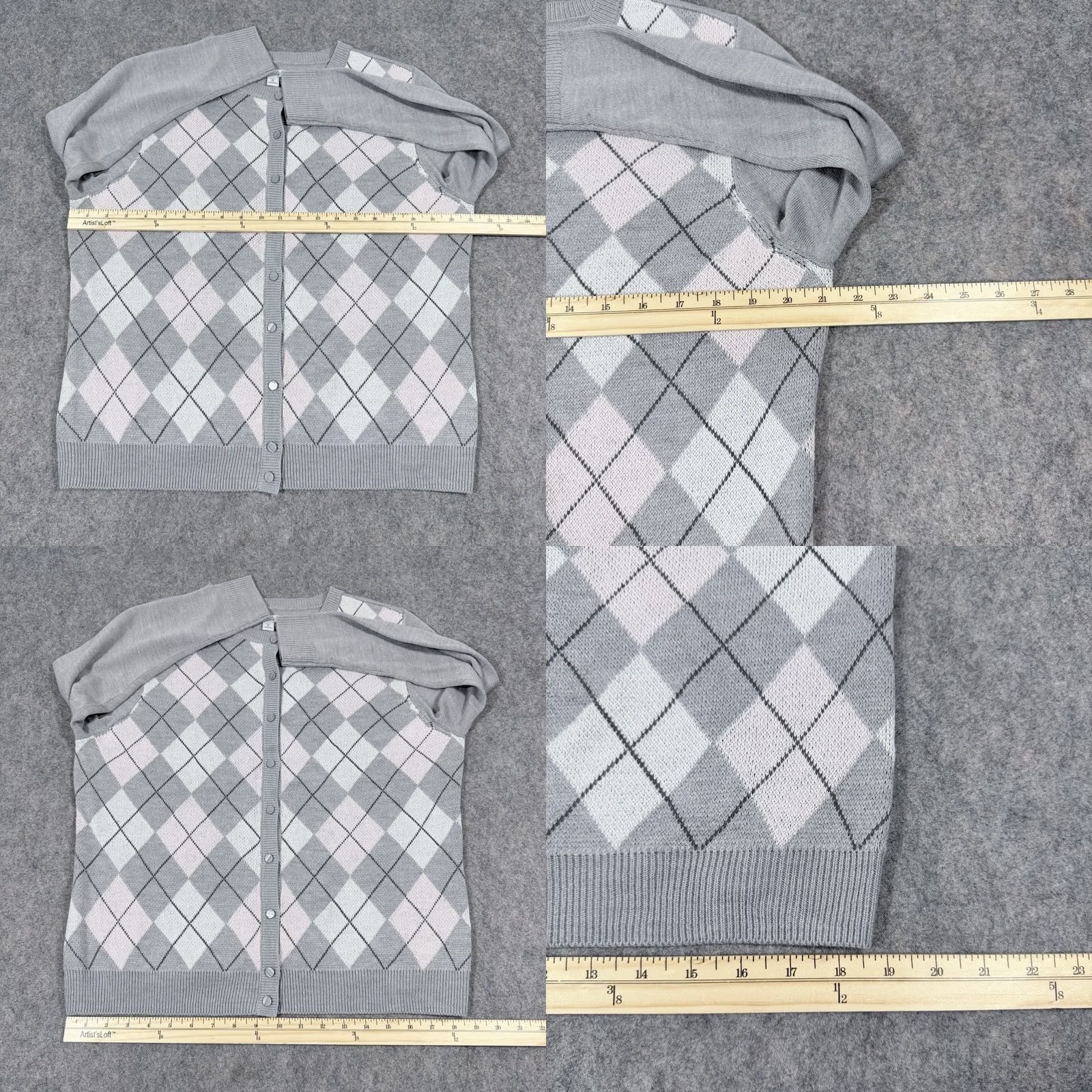 Croft & Barrow Croft & Barrow Cardigan Sweater Women's Large Gray PT Petite Knit Open Collarless Lightweight 90s Bohemian Regular Womens Size L / US 10 / IT 46 - 8 Thumbnail