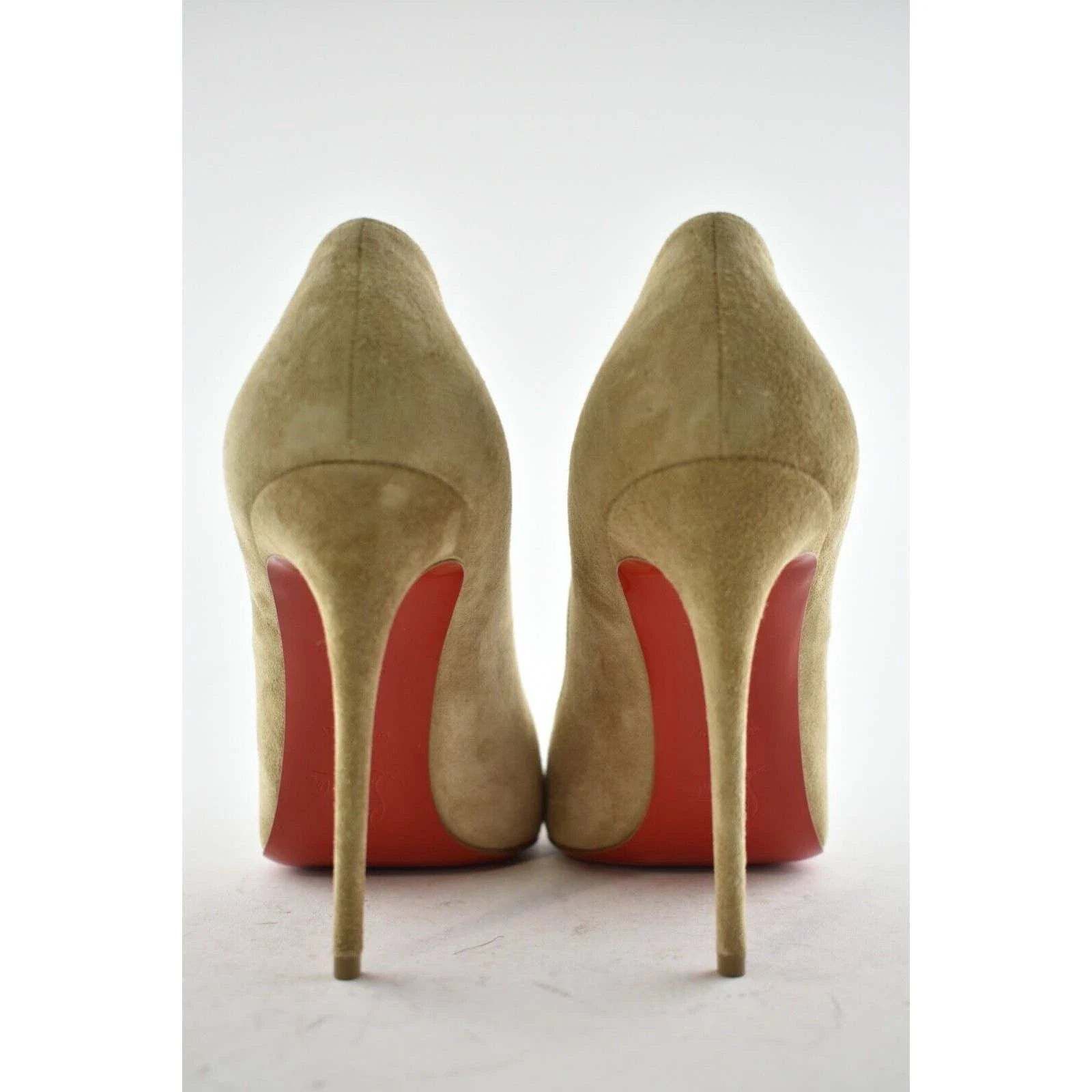 Christian Louboutin Pigalle Follies 100 Nocciola Nude Beige Suede Heel Pump 42 Size US 12 / IT 42 - 7 Thumbnail