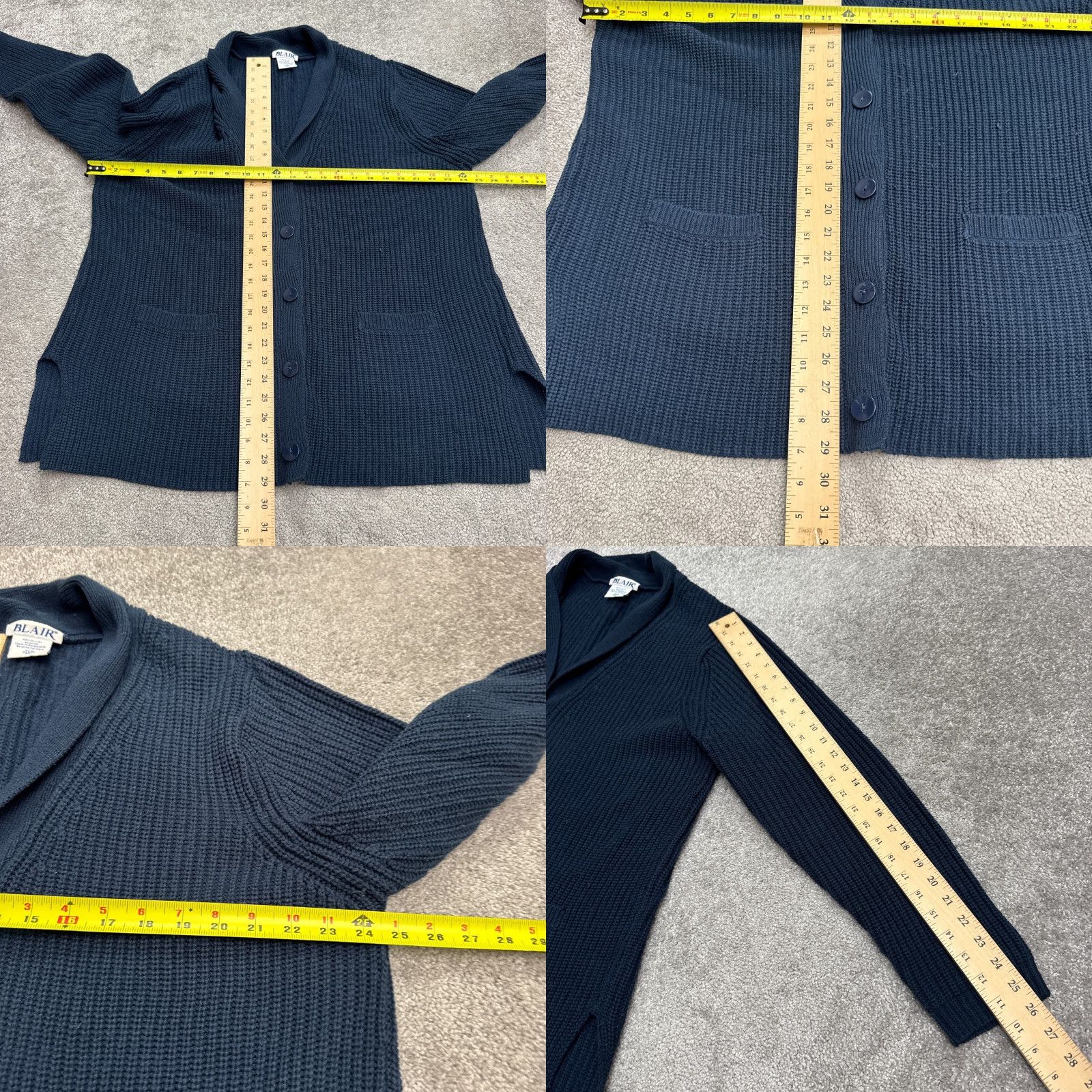 Blair Blair Cardigan Sweater Women XL Blue Knit V-Neck Long Sleeve Waffle-Knit Button Up Autumn, Winter, Fall Classic 90s Y2K Vintage Style Mens? Size XL / US 12-14 / IT 48-50 - 8 Thumbnail