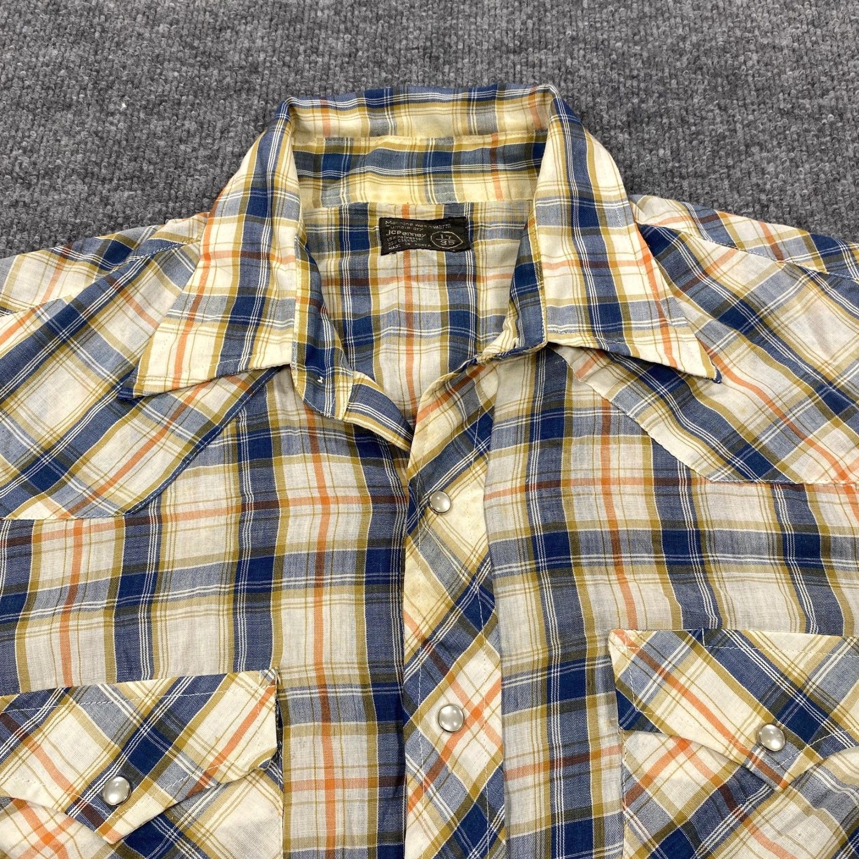 JCPenney VINTAGE JCPenney Shirt Mens XL Beige Plaid Long Sleeve Snap Button Up Pockets Size US XL / EU 56 / 4 - 3 Thumbnail