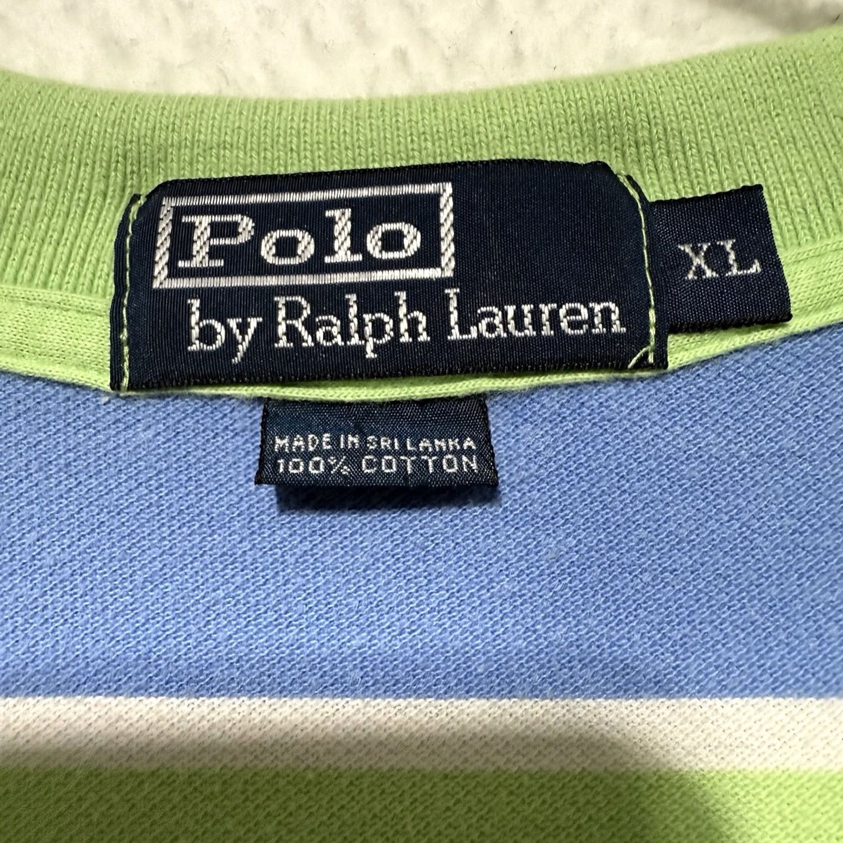 Ralph Lauren VTG Ralph Lauren Polo Shirt Polo Green Blue Striped All Cotton XL Men Short Sleeve Rugby Golf Size XL Size US XL / EU 56 / 4 - 4 Thumbnail