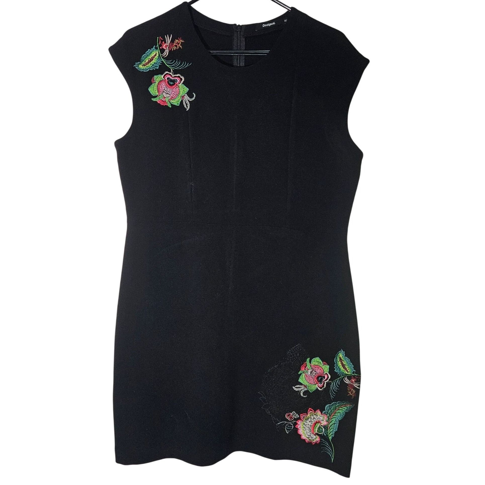 Desigual Desigual Women’s Sleeveless Black Dress 14 Embroidery Art to Size XL / US 12-14 / IT 48-50 - 2 Thumbnail