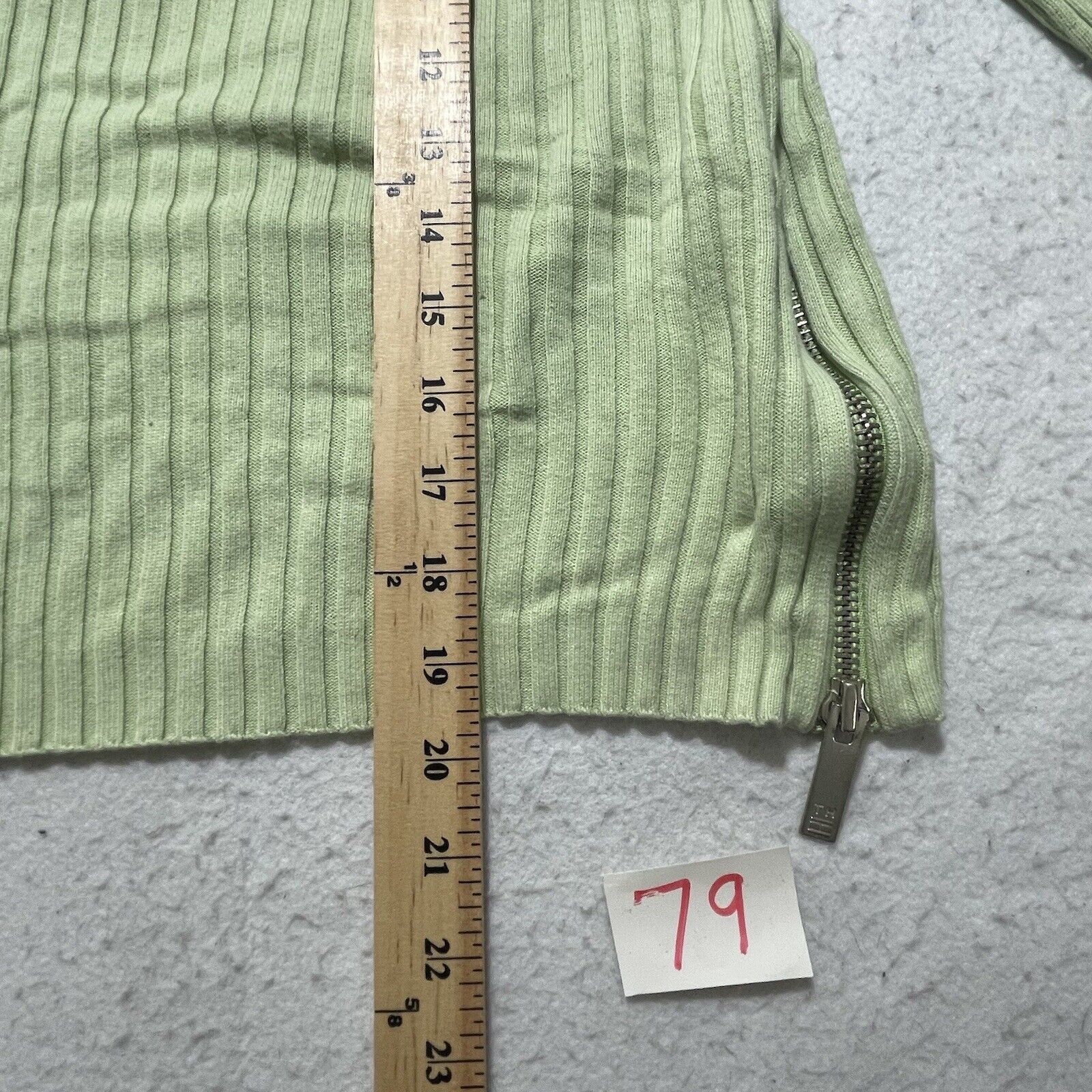 Tommy Hilfiger Tommy Hilfiger V-Neck Pullover Green Sweater Zipper Side Size L / US 10 / IT 46 - 7 Thumbnail