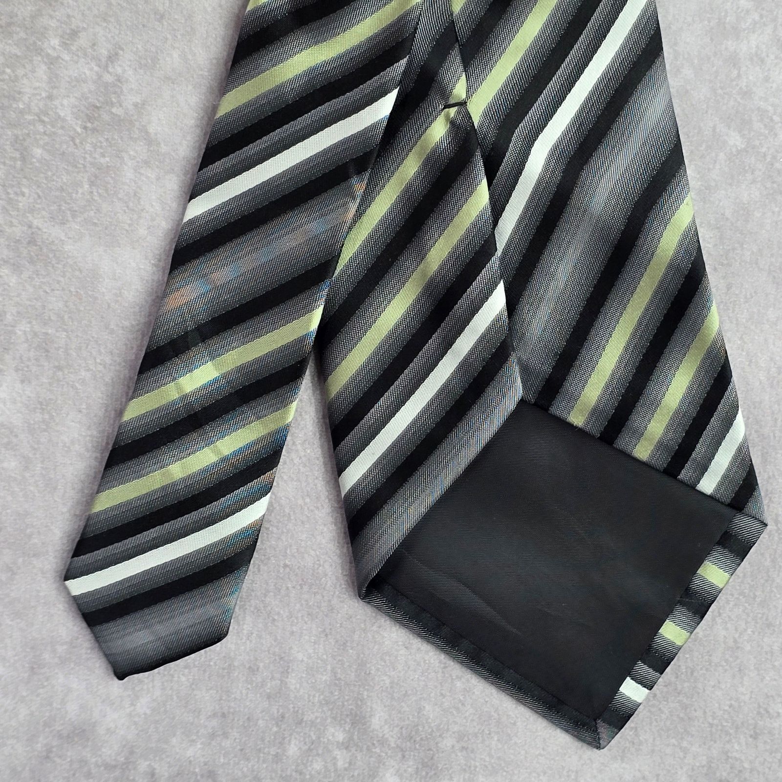 Van Heusen Van Heusen Black Gray Green Stripe Executive Neck Tie Men's Size 30 - 4 Thumbnail