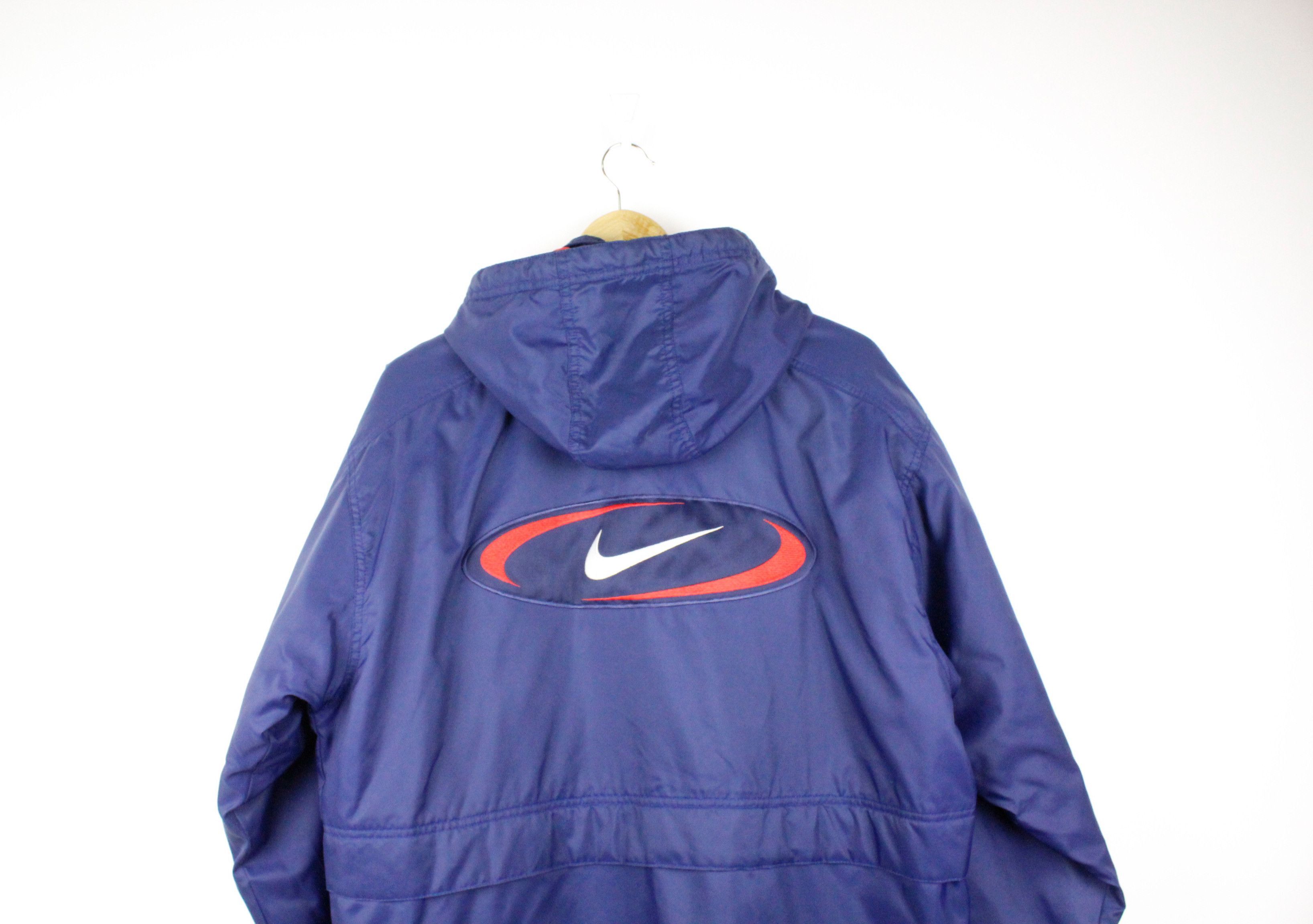 Nike × Vintage Vintage 90's Nike Big Swoosh Logo Nylon Parka Jacket Size US S / EU 44-46 / 1 - 8 Thumbnail