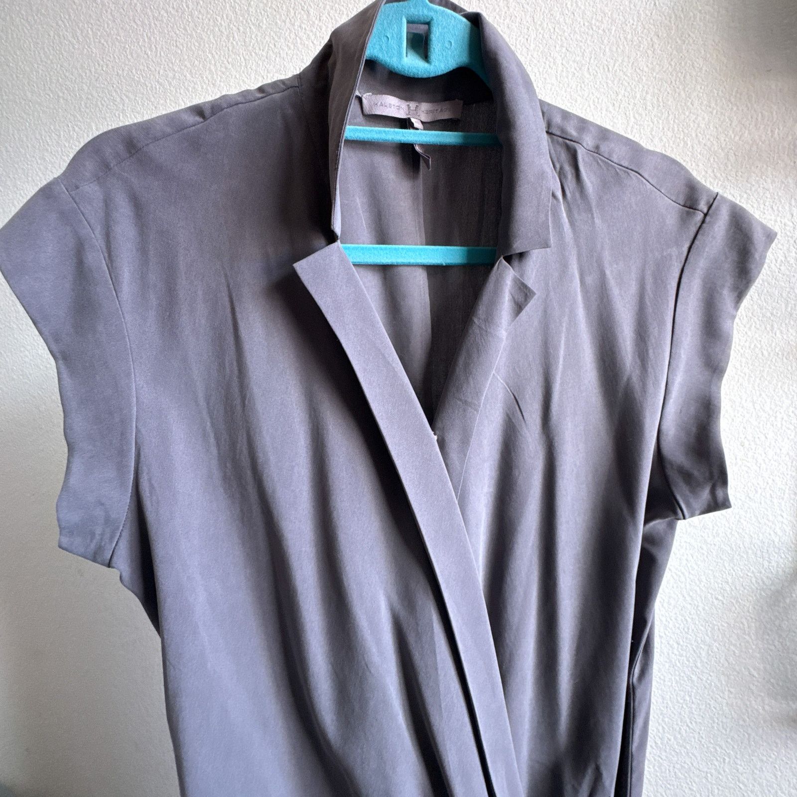 Halston Heritage Halston Heritage 100% Silk Draped Faux Wrap Dress Gray Size M / US 6-8 / IT 42-44 - 4 Thumbnail