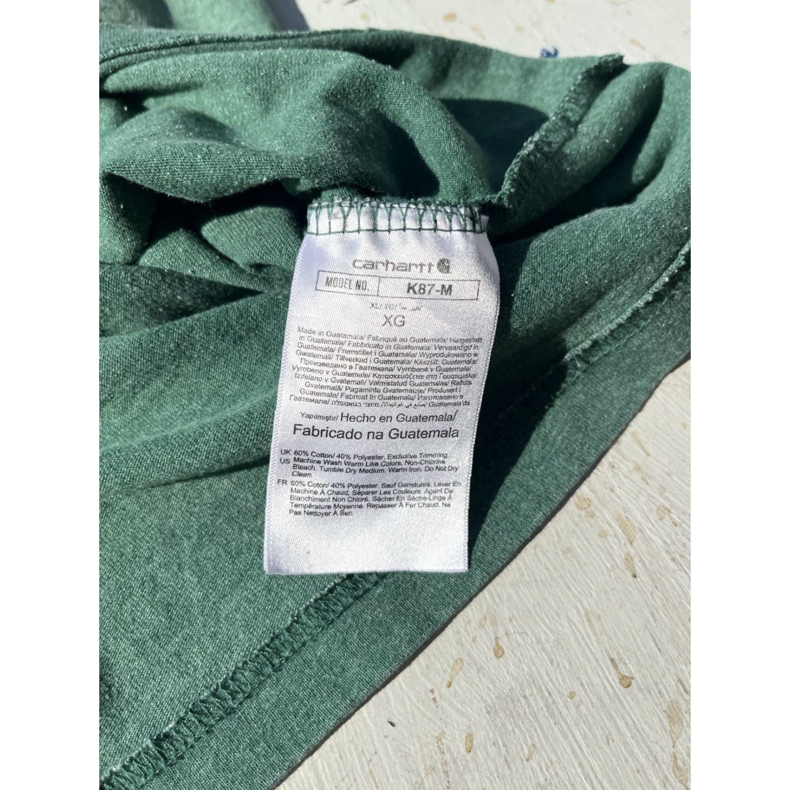 Carhartt Carhartt T-Shirt Green Logo Pocket XL Crew Loose Cotton Workwear Street Men Size US XL / EU 56 / 4 - 6 Thumbnail