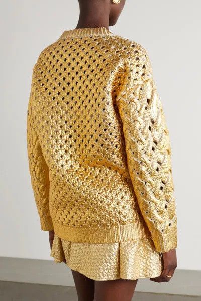 Valentino o1y0326 Crewneck Sweater in Gold Size XXS / US 00 / IT 34 - 3 Thumbnail
