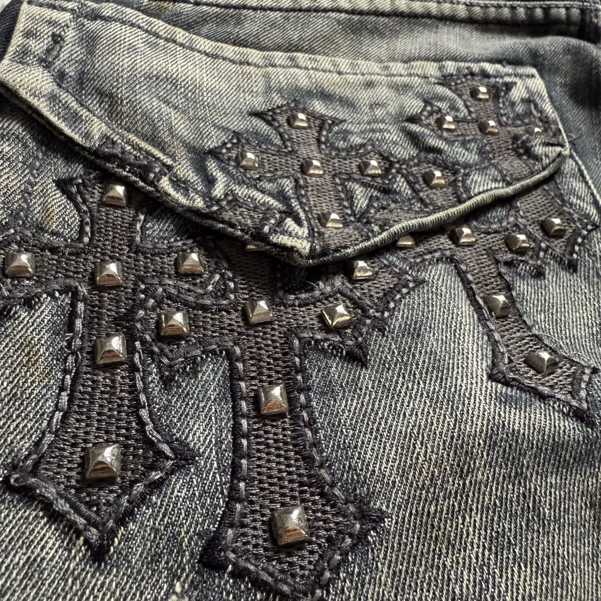 Affliction ✝️ Vintage Pepe Jeans Gothic Studded Cross Denim CH Style Size US 32 / EU 48 - 5 Thumbnail