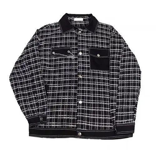 Japanese Brand Kizuki x Asai Black colorblock tweed jacket with chain Size US XL / EU 56 / 4 - 6 Thumbnail