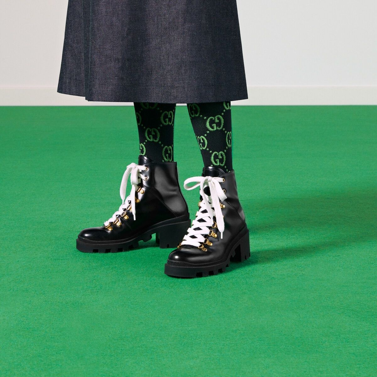 Gucci o1s1wg110225 Leather Ankle Boots With Sylvie Web in Black Size US 5 / IT 35 - 3 Thumbnail