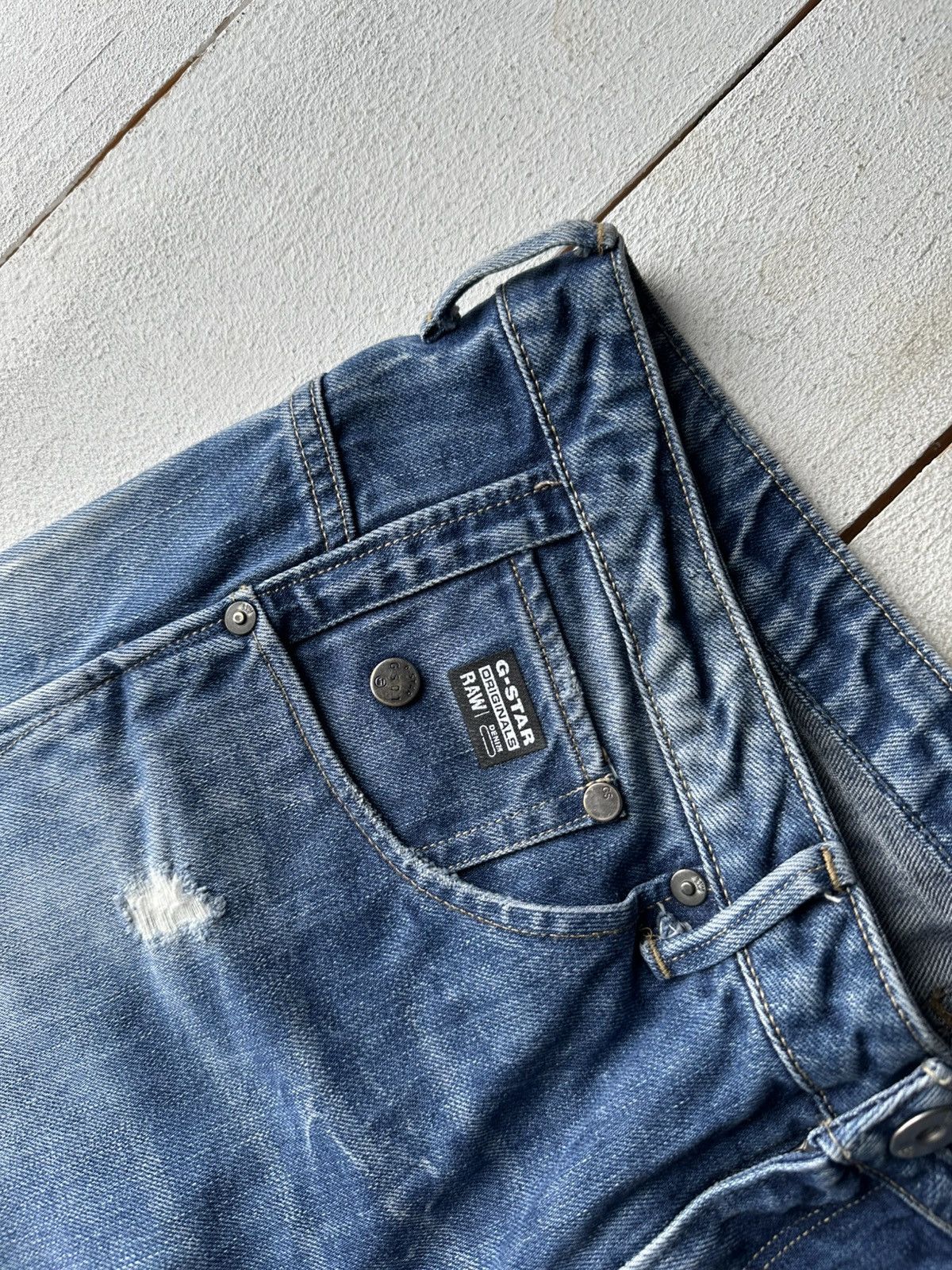 G-Star 🚨VNTG G STAR RAW BLUE FADED RARE AVANT GARDE JEANS Y2K Size 29" - 3 Thumbnail